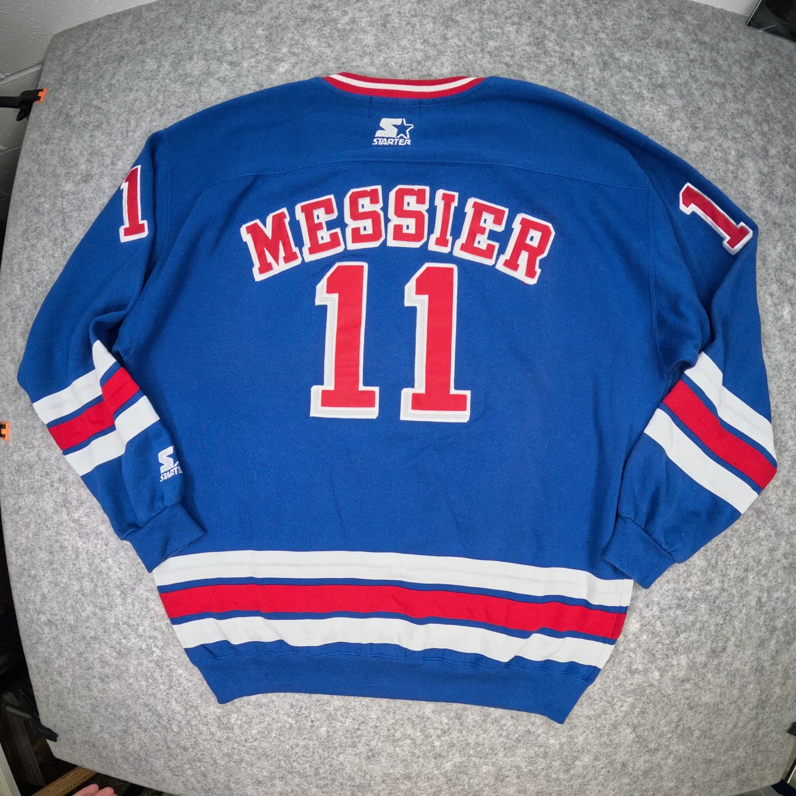 New York Rangers Jersey Large Blue Starter Messier 11 Long Sleeve Ice Hockey 90s