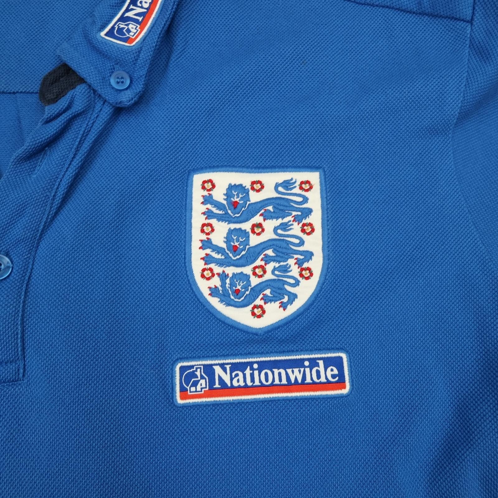 England Training Shirt Mens XL Blue Football Umbro Nationwide Polo 2000s photo 3