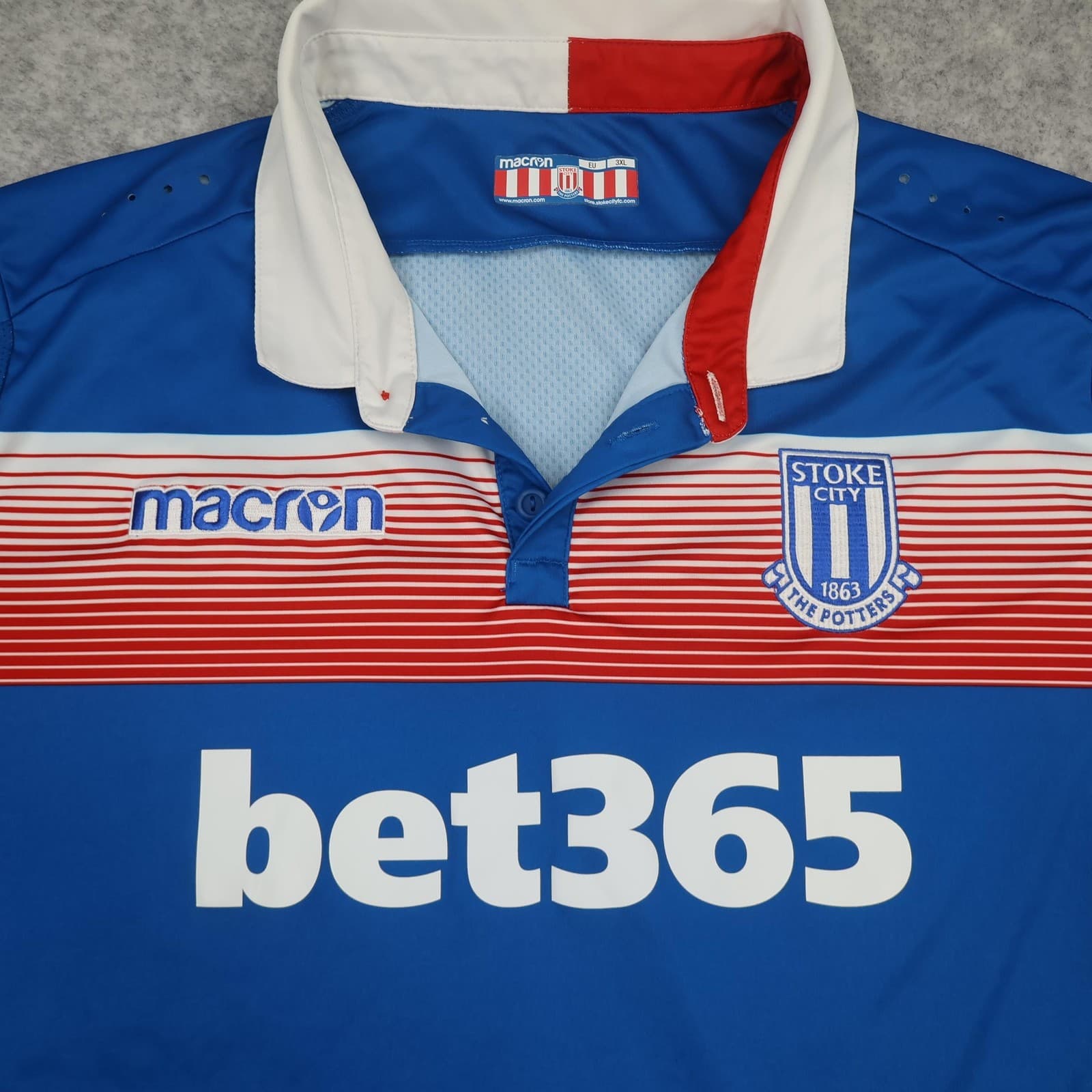 Stoke City Shirt Mens 3XL Blue Away Football Macron 2017 2018 Soccer Jersey photo 2