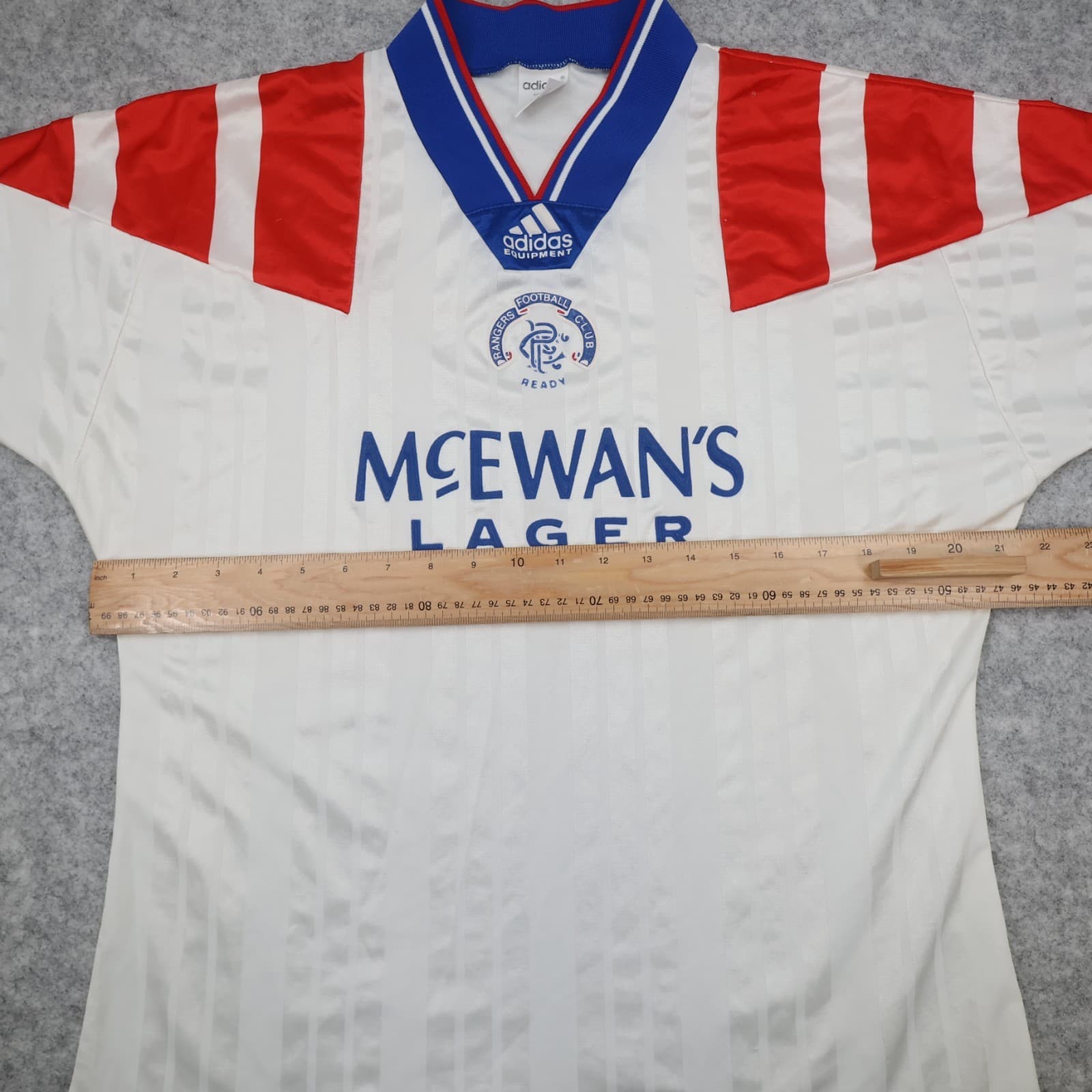 Vintage Rangers Football Shirt Large White Away Kit 1992 1994 Adidas Jersey photo 11