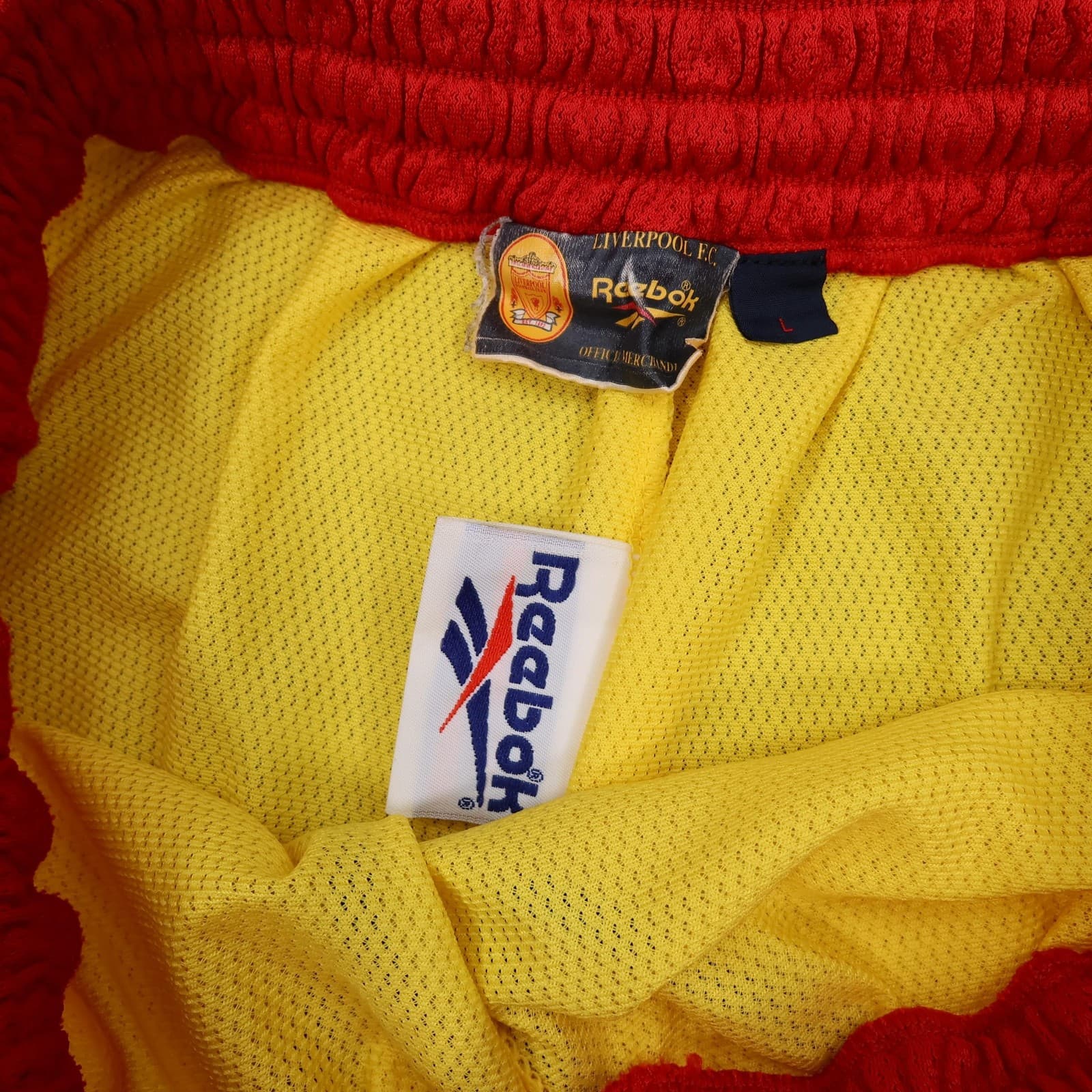 Vintage Liverpool Shorts Mens Large Yellow Red Football Reebok Soccer 1997 1999 photo 7