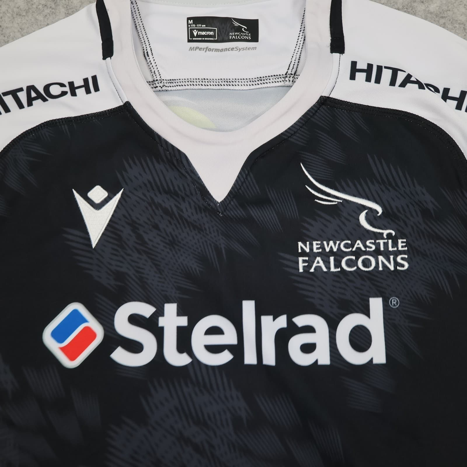Newcastle Falcons Rugby Shirt Medium Training Kit Black Jersey 2023 2024 Macron photo 3