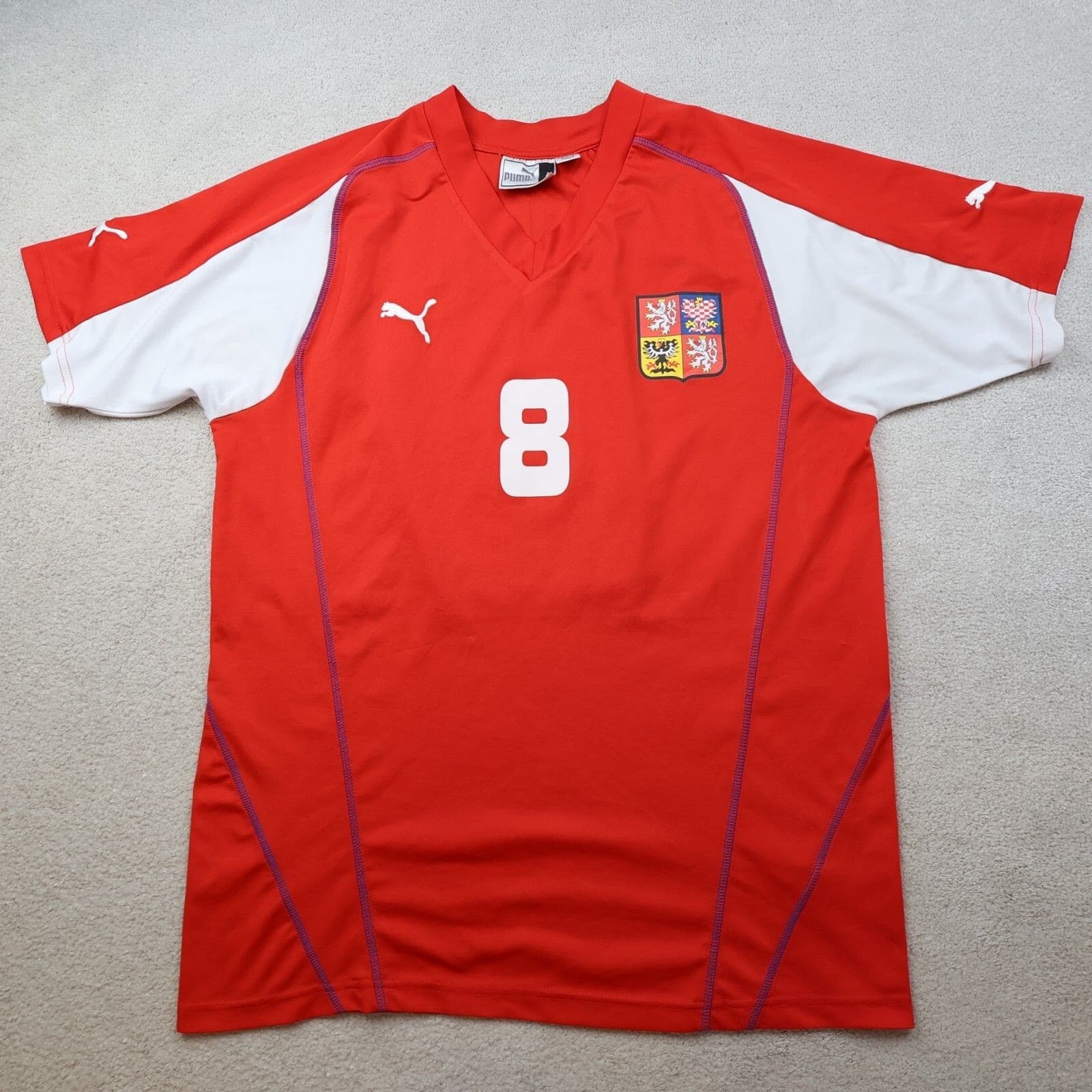 Czech Republic Football Shirt Large Red Home Kit 2003 2004 Jersey Karel Poborsky photo 2