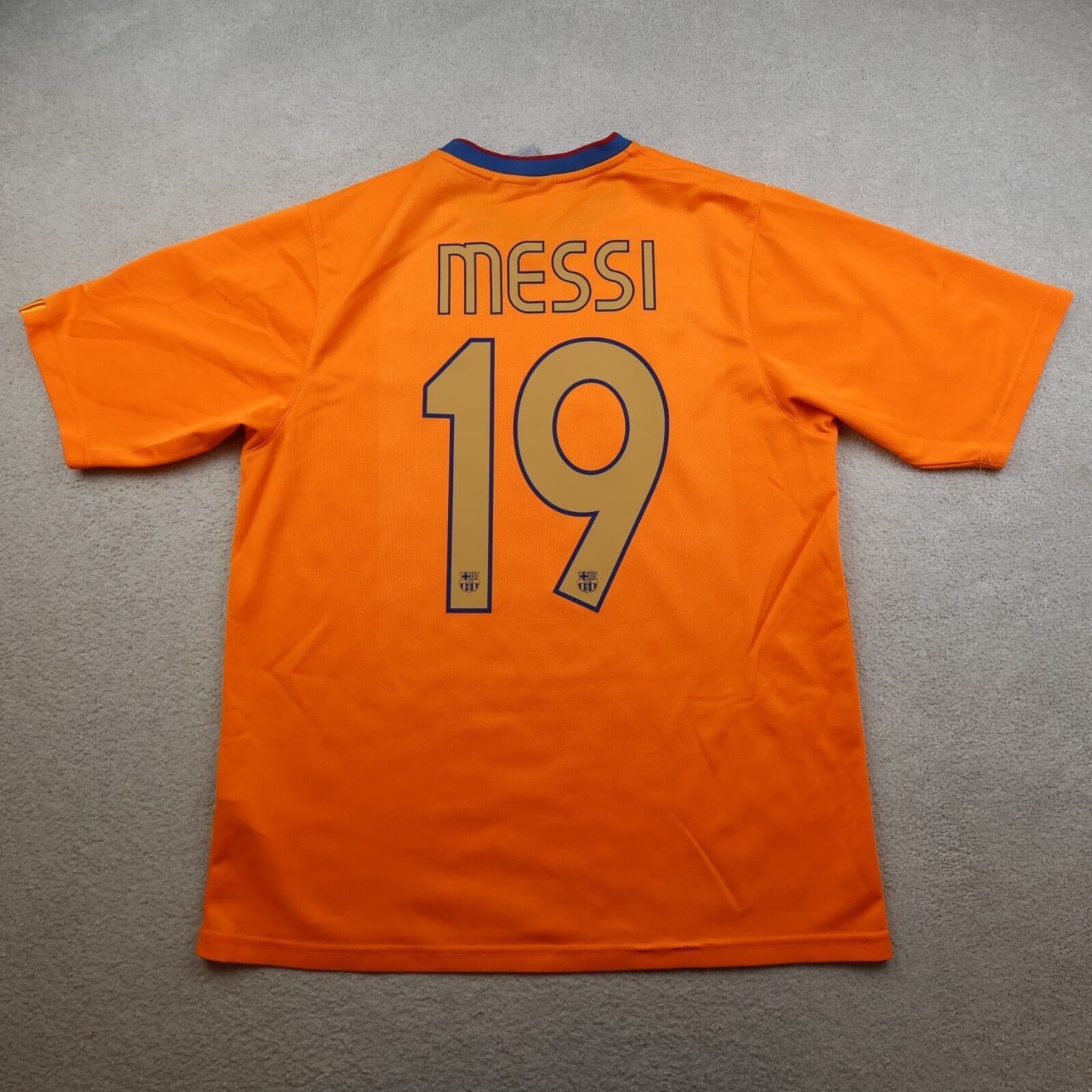 Barcelona Shirt Large Orange Away 2006 2008 Nike Jersey Football Lionel Messi