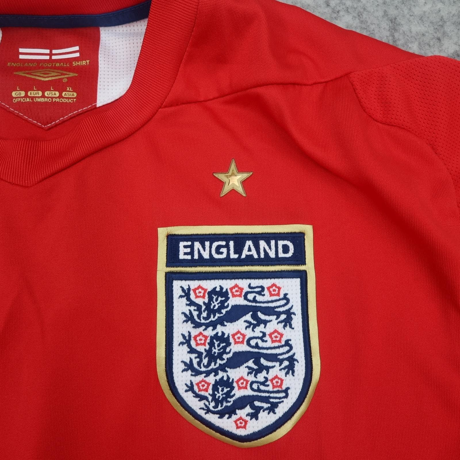 England Away Shirt Mens Large Red 2006 2008 Football Umbro Beckham 7 Jersey photo 3