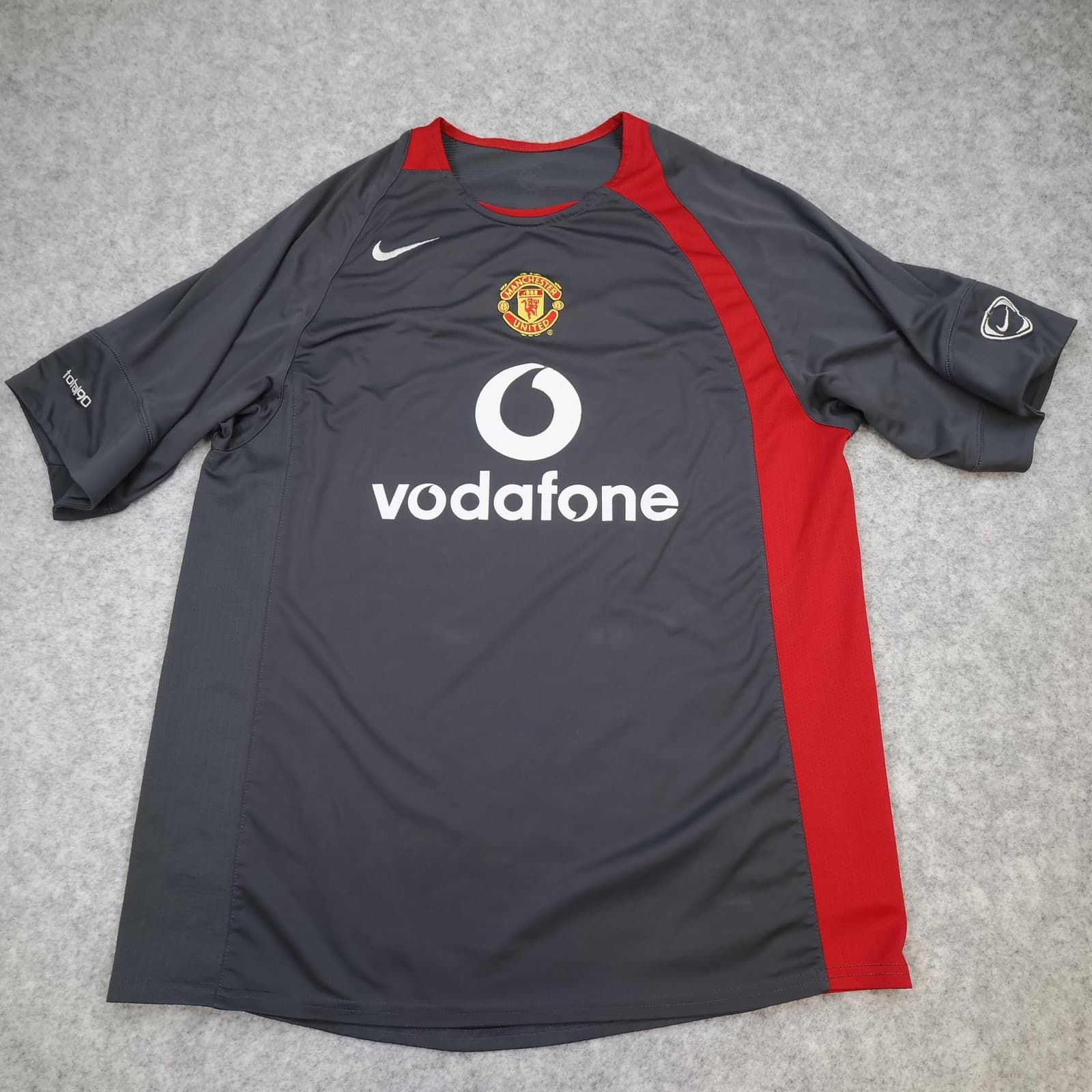 Manchester United Shirt Mens Large Grey Training 2004 2005 Nike Vodafone Soccer