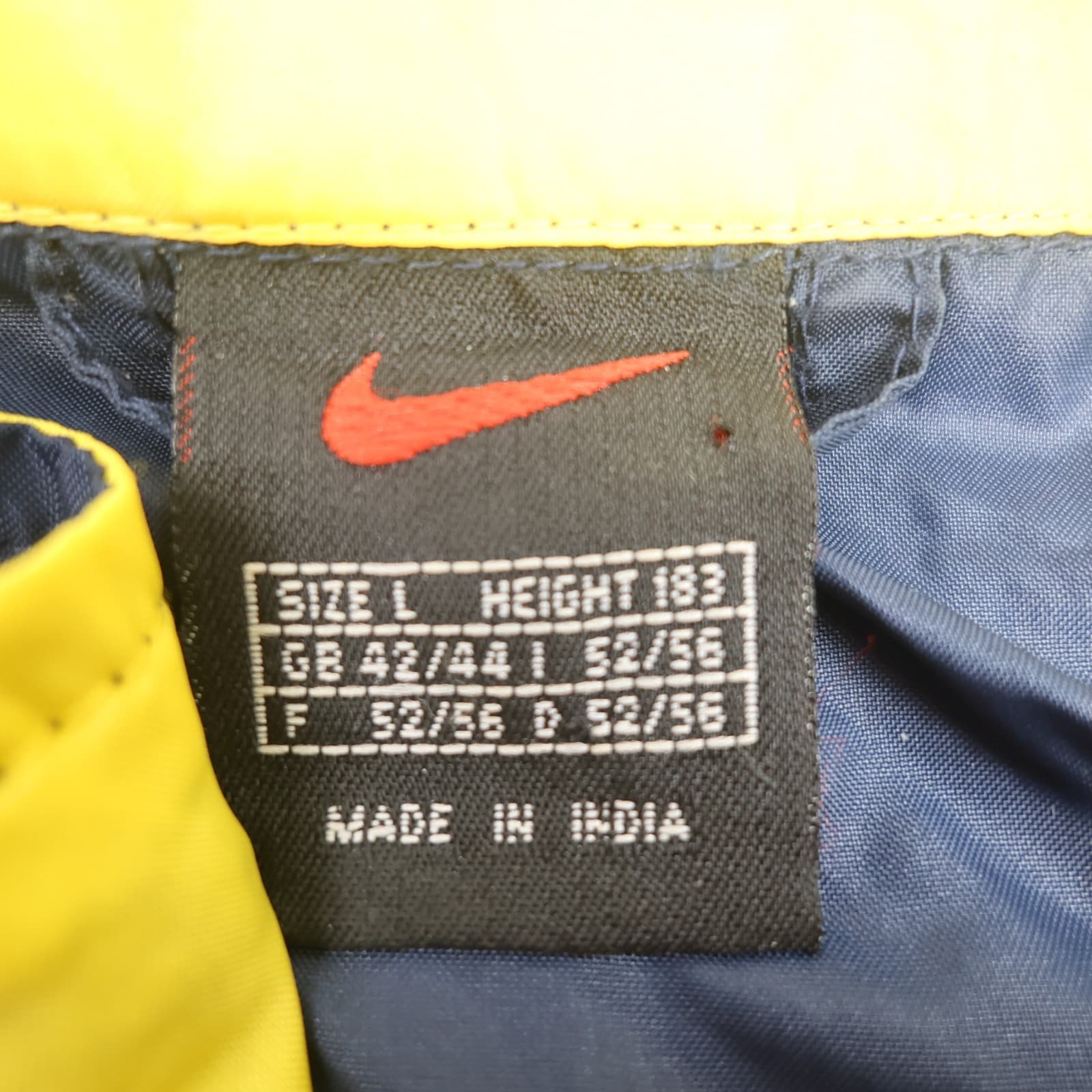 Vintage Nike Jacket Extra Large Navy Yellow Waterpoof Coat 90's Windbreaker photo 5