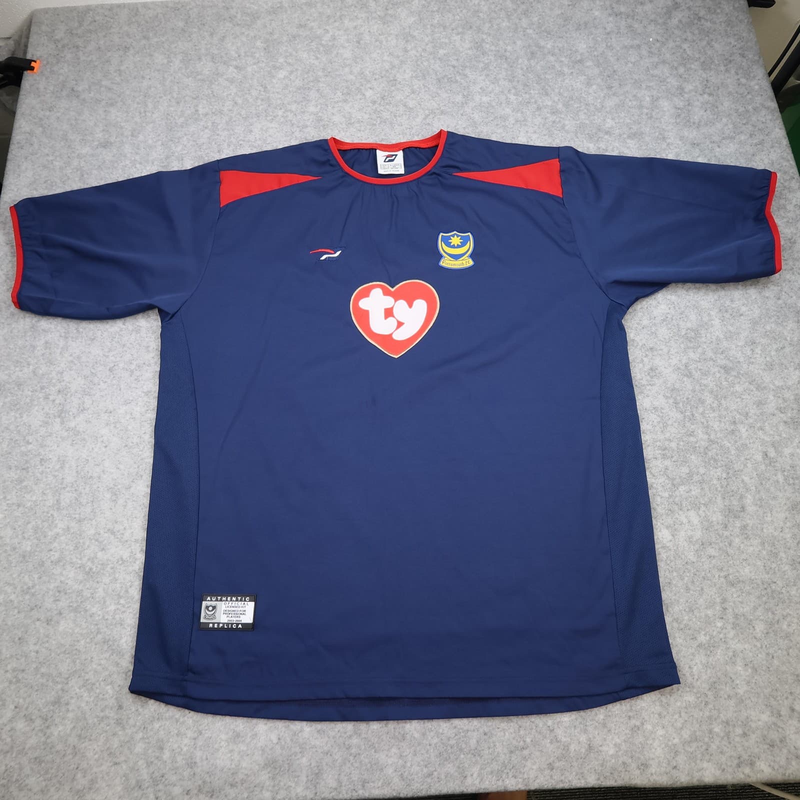 Vintage Portsmouth Shirt Mens XL Blue Away 2003 2004 Football Pompey Sport Ty