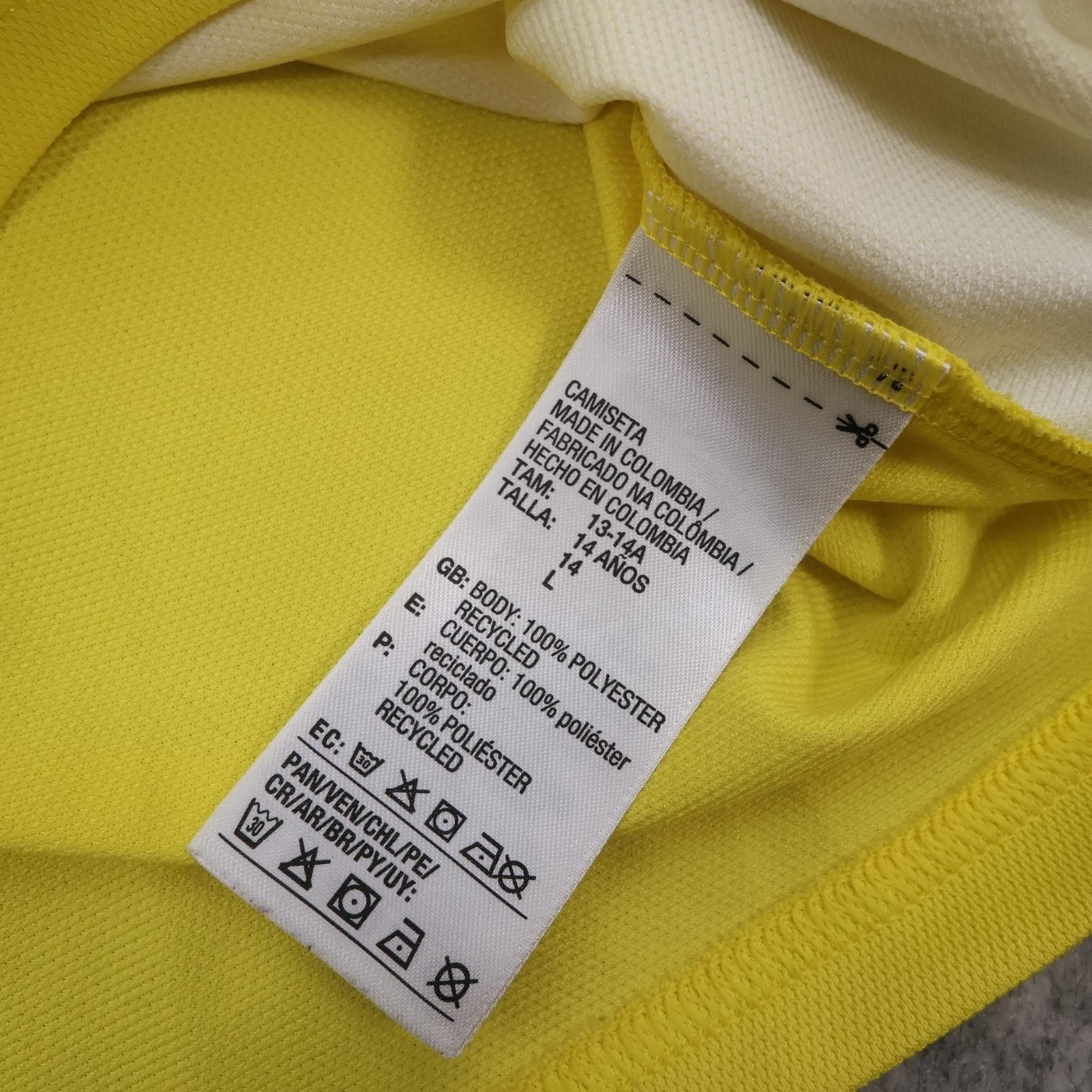 Colombia Home Shirt Kids 13-14 Years Yellow 2018 Soccer Jersey Adidas Climalite photo 7