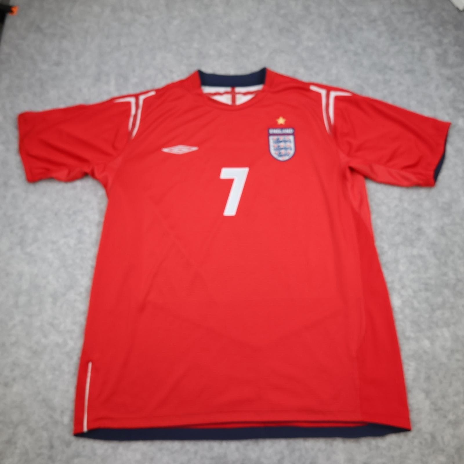 Vintage England Away Shirt Mens XL Red 2004 2006 Umbro Beckham Jersey photo 2