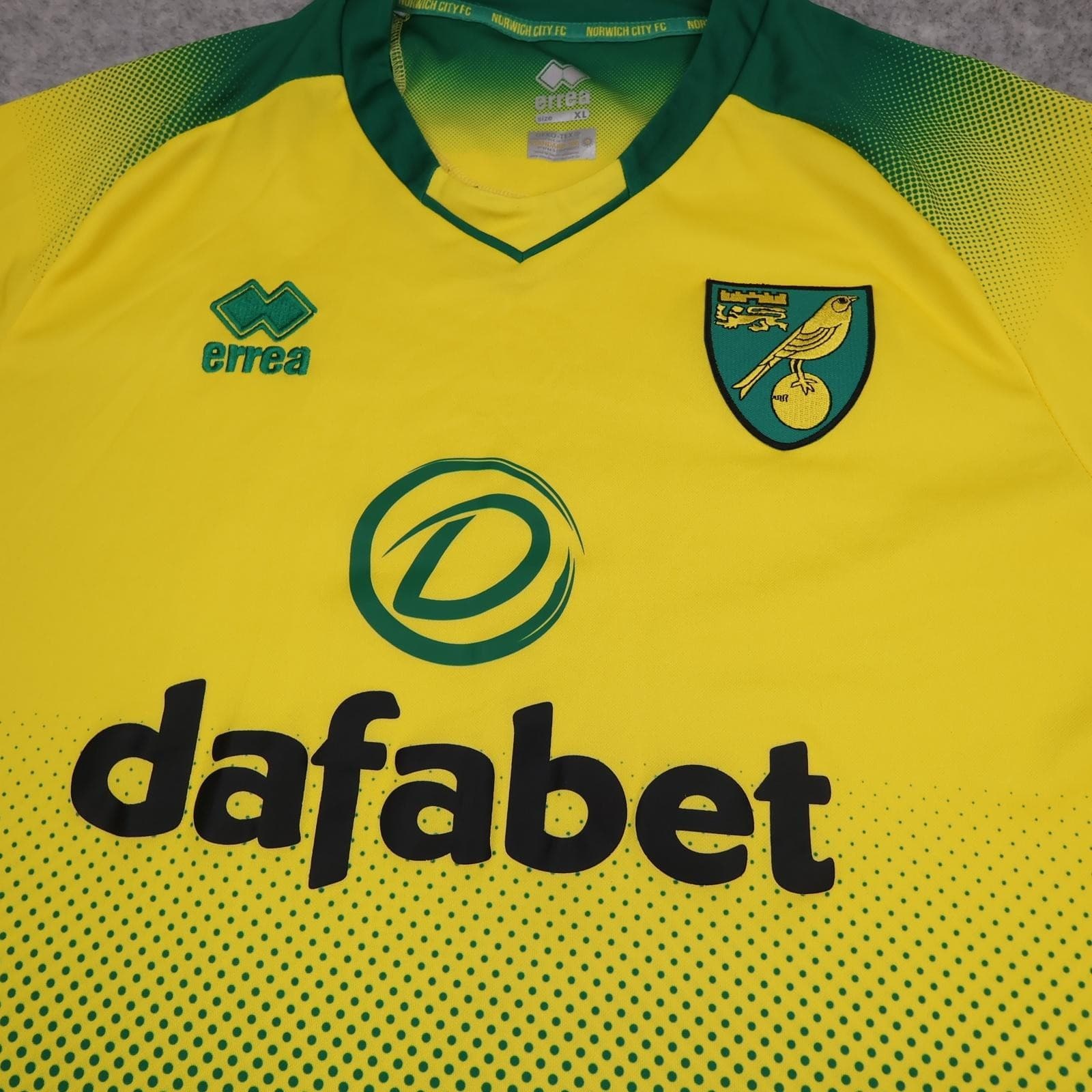 Norwich City Shirt Mens XL Yellow Home 2019 2020 Errea Dafabet Soccer Jersey photo 3