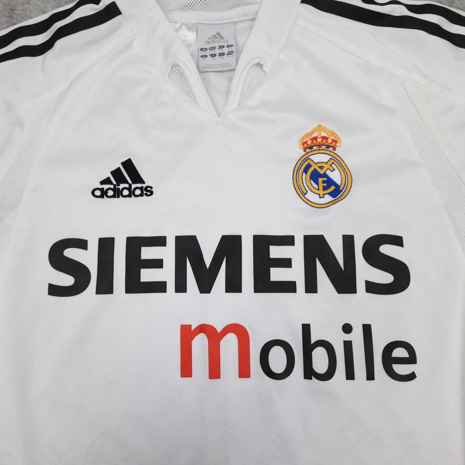 Vintage Real Madrid Shirt Youths 14-15 White 2004 2005 Adidas Siemens Mobile photo 3