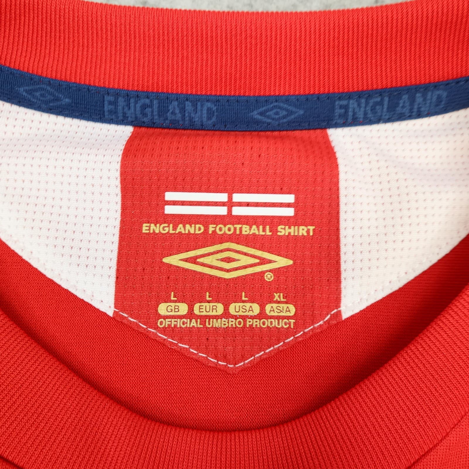 England Away Shirt Mens Large Red 2006 2008 Football Umbro Beckham 7 Jersey photo 5