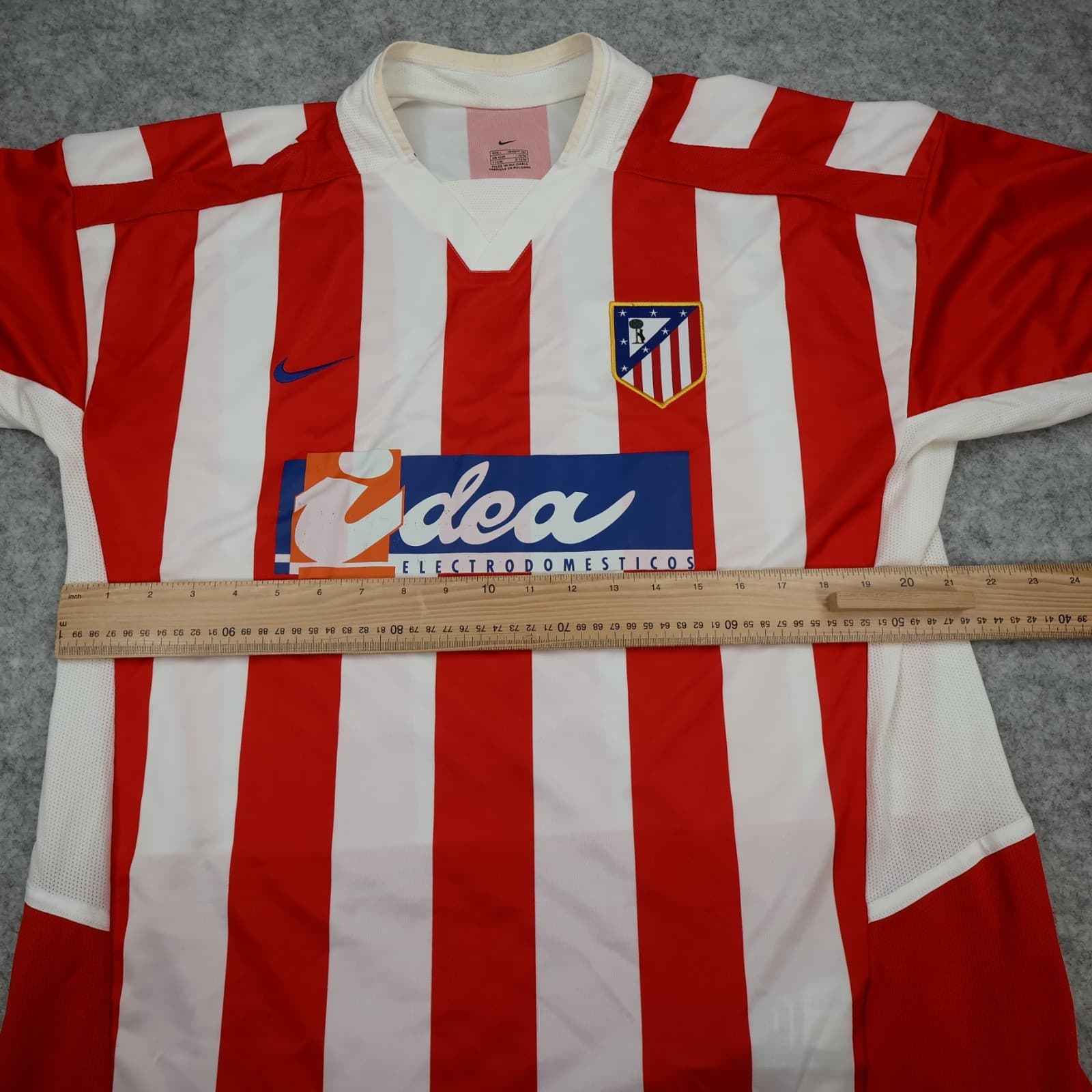 Vintage Atletico Madrid Shirt Large Red Stripe Home Kit 2002 2003 Nike Jersey photo 10