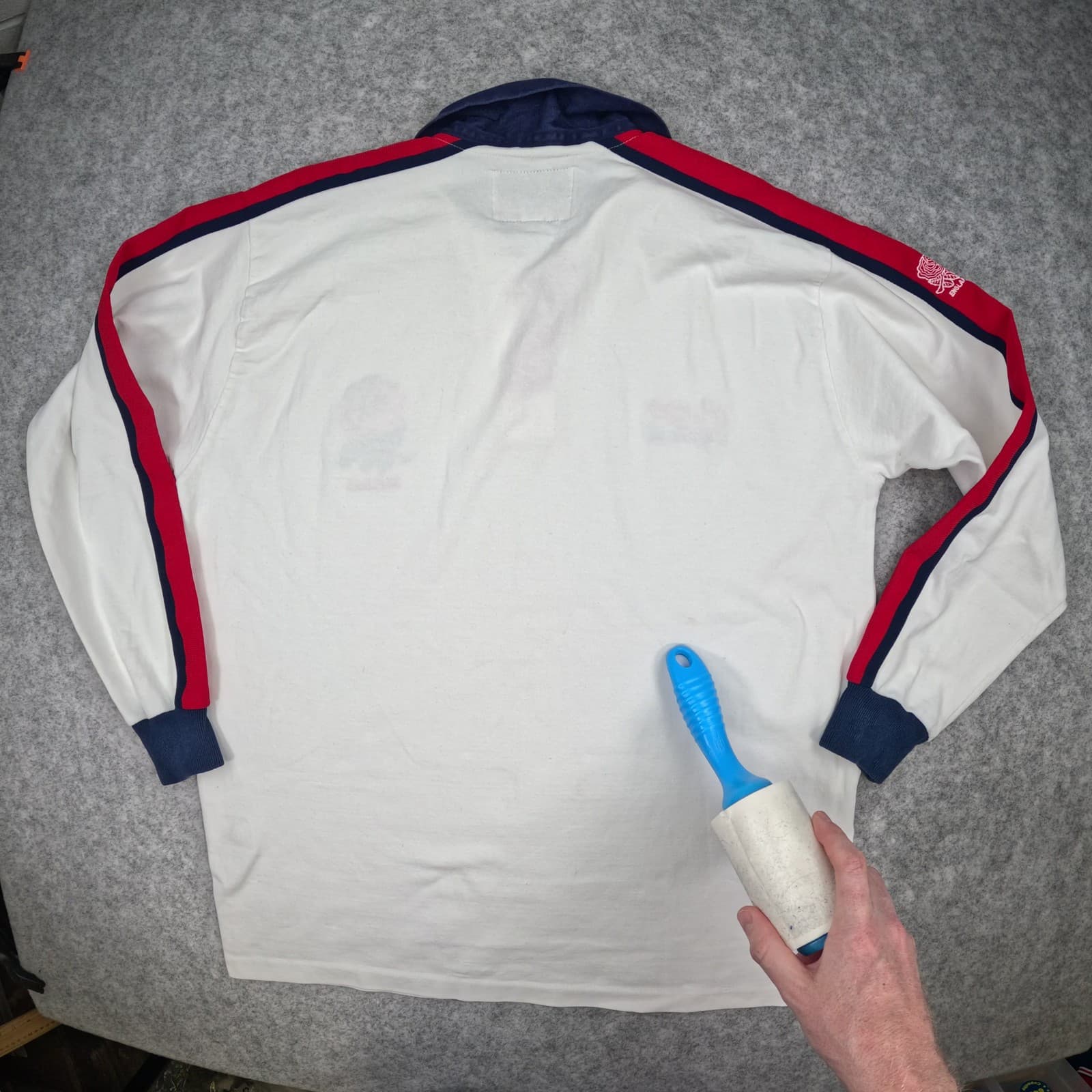 England Rugby Shirt Large White 1993-95 Cotton Traders Button Rugby Union photo 3