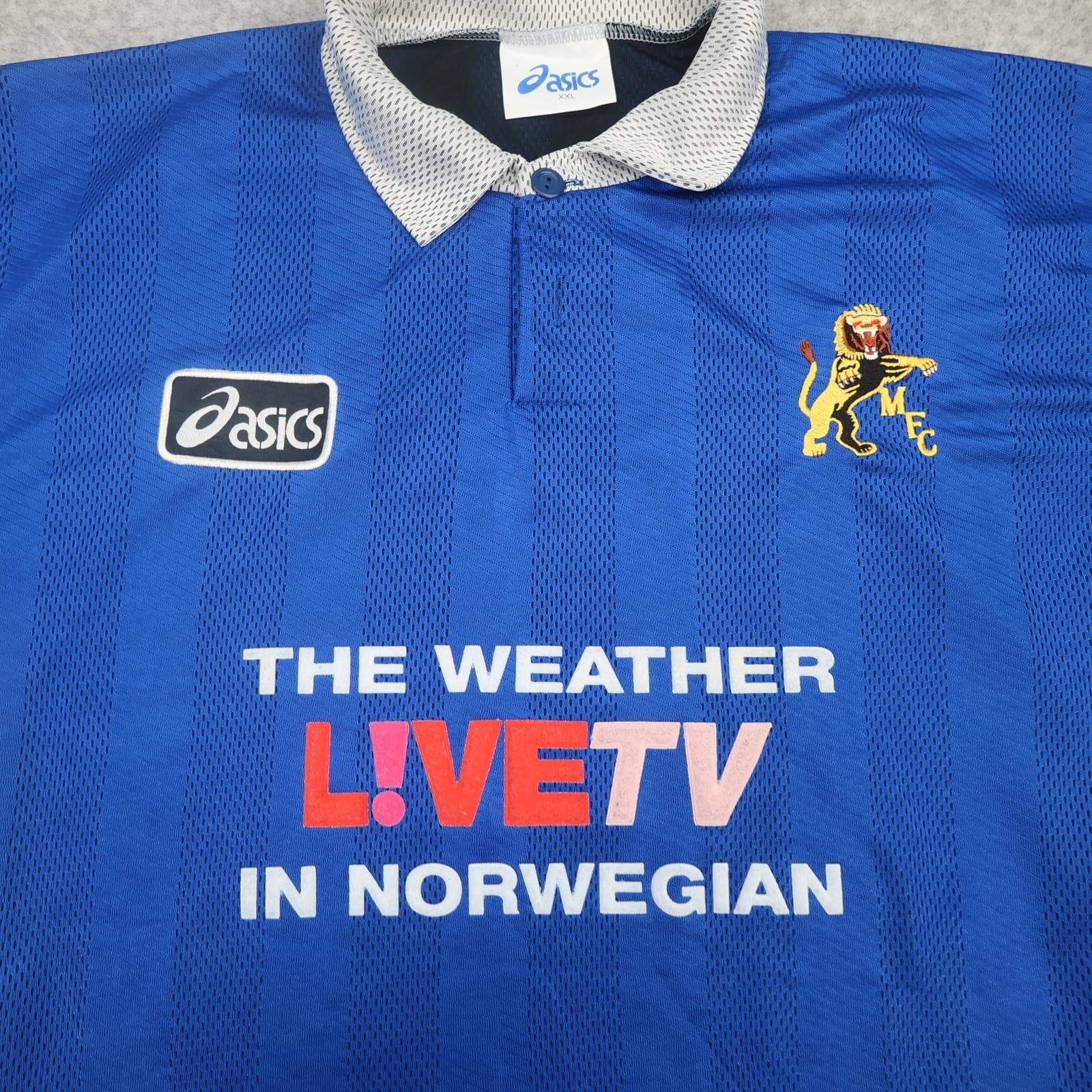 Vintage Millwall Shirt Mens 2XL Blue 1997 1999 Asics LIVETV Norwegian 90s Jersey photo 3