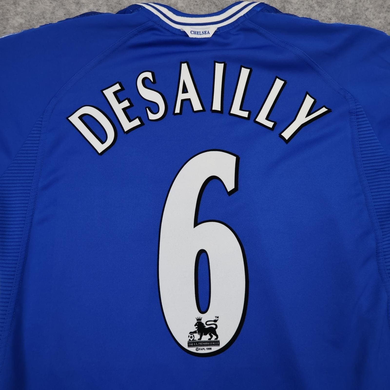 Vintage Chelsea Shirt Mens Medium Blue Home 1999 2001 Autoglass Desailly 6 photo 14