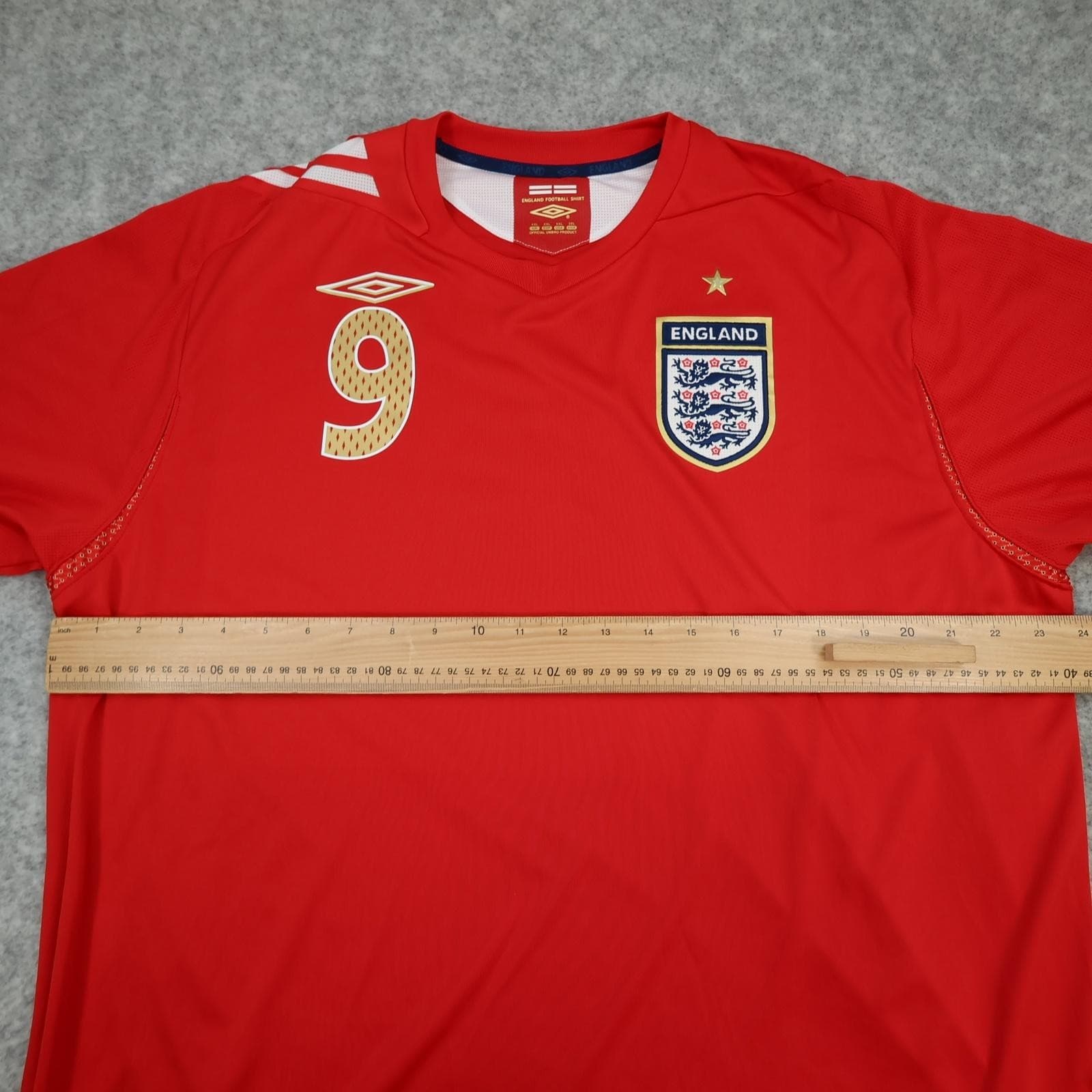 England Away Shirt Mens 2XL Red 2006 2008 Football Umbro Rooney 9 Jersey photo 9