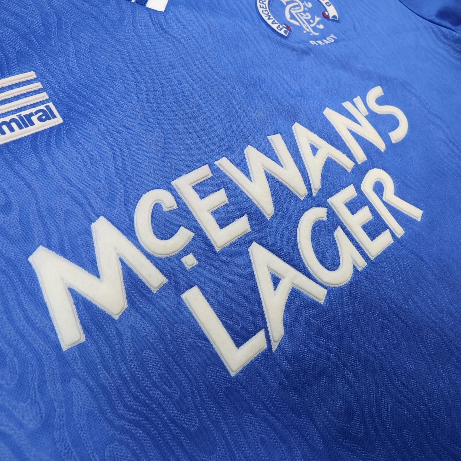 Vintage Rangers Shirt Mens Medium Blue Home 1990 1992 Admiral McEwan's Lager photo 6