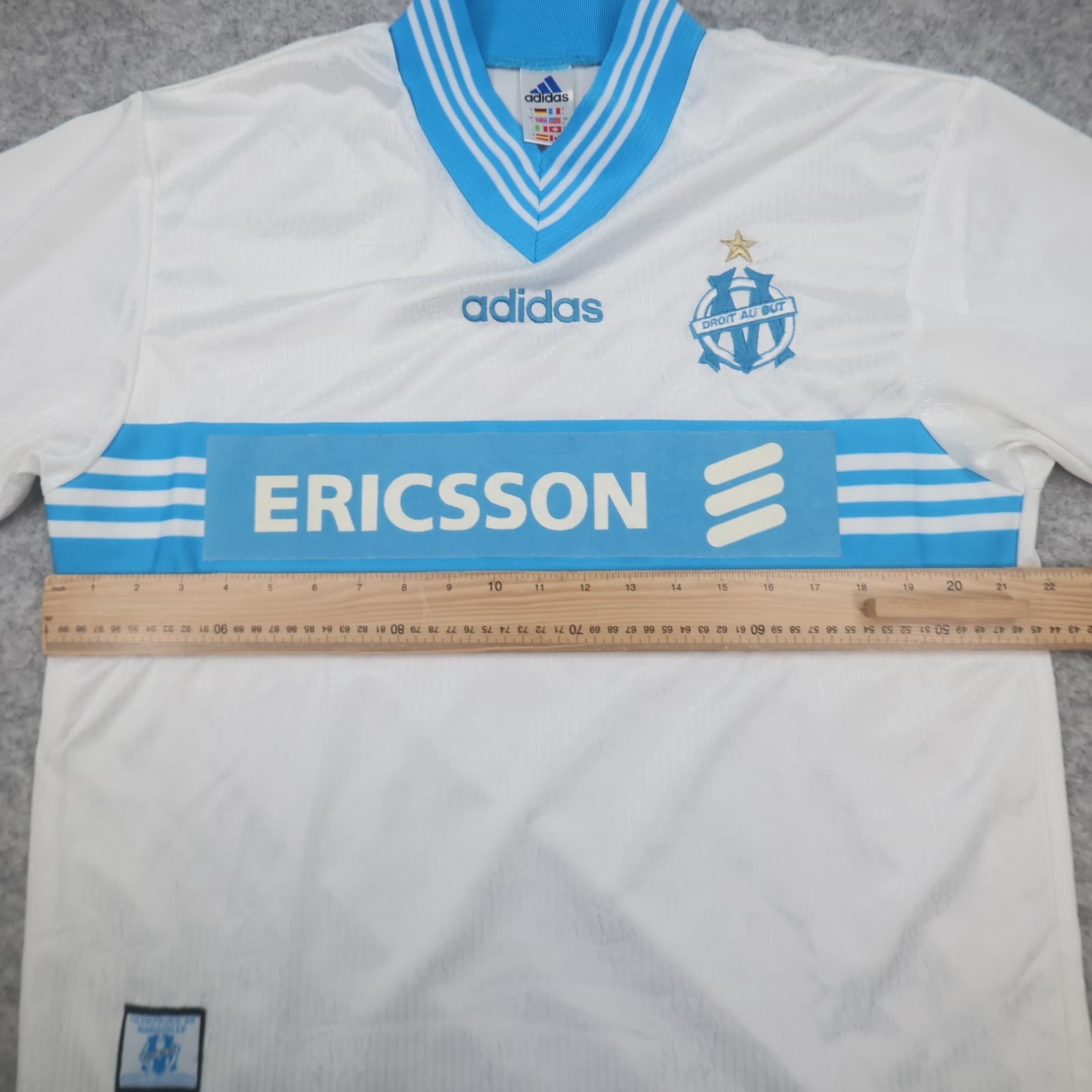 Vintage Marseille Football Shirt Large White Home Kit 1997 1998 Adidas Jersey photo 8
