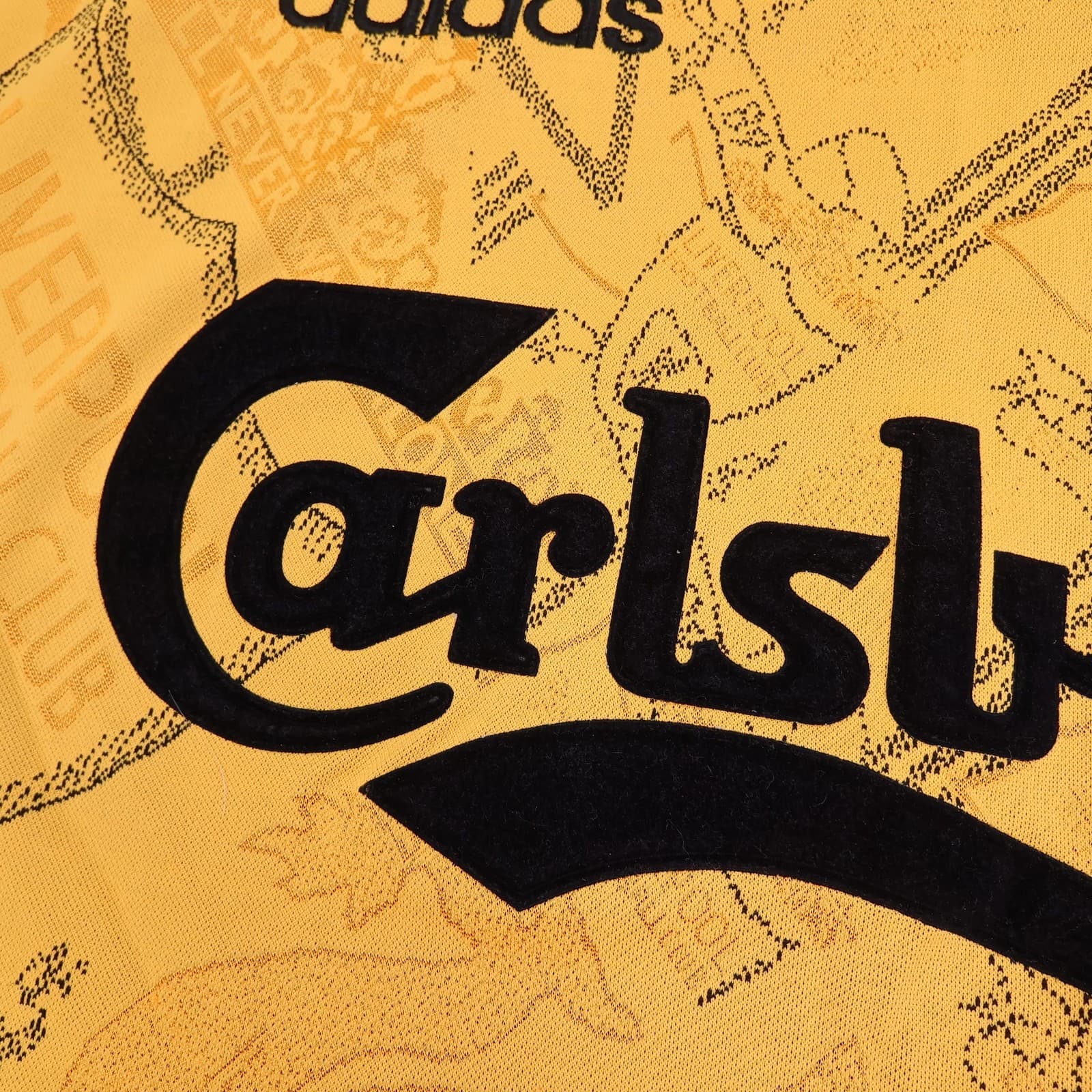 Liverpool Shirt Mens Large Third Yellow 1994 1996 Adidas Carlsberg Soccer Jersey photo 4