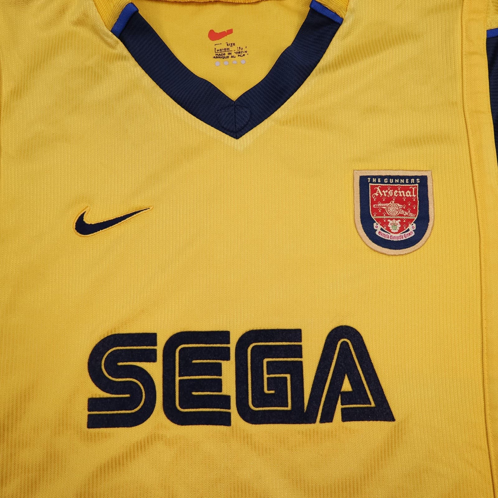 Vintage Arsenal Shirt Kids Large Yellow Away 2000 2002 Sega Jersey Nike photo 3