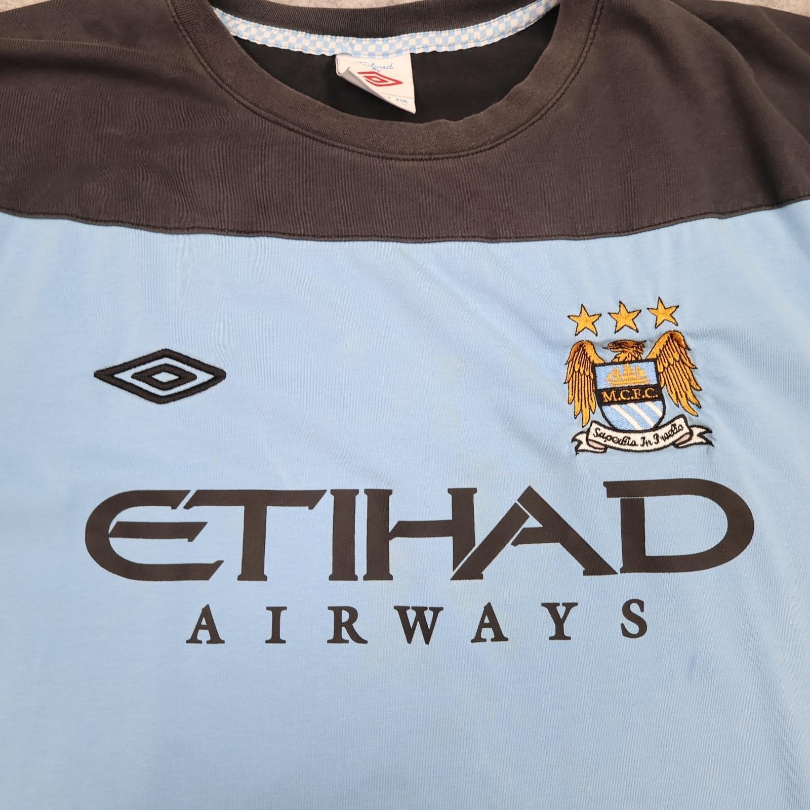 Manchester City Training Shirt Mens XL Blue Football Umbro Etihad Airways Jersey photo 2