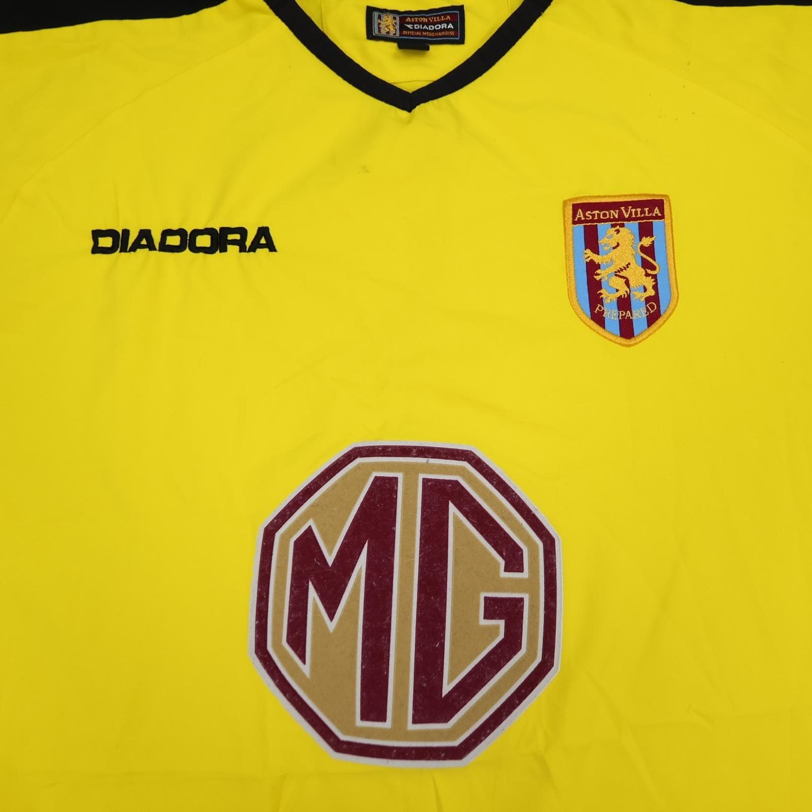 Vintage Aston Villa Shirt Mens Medium Yellow Away 2003 2004 Diadora MG Jersey photo 3