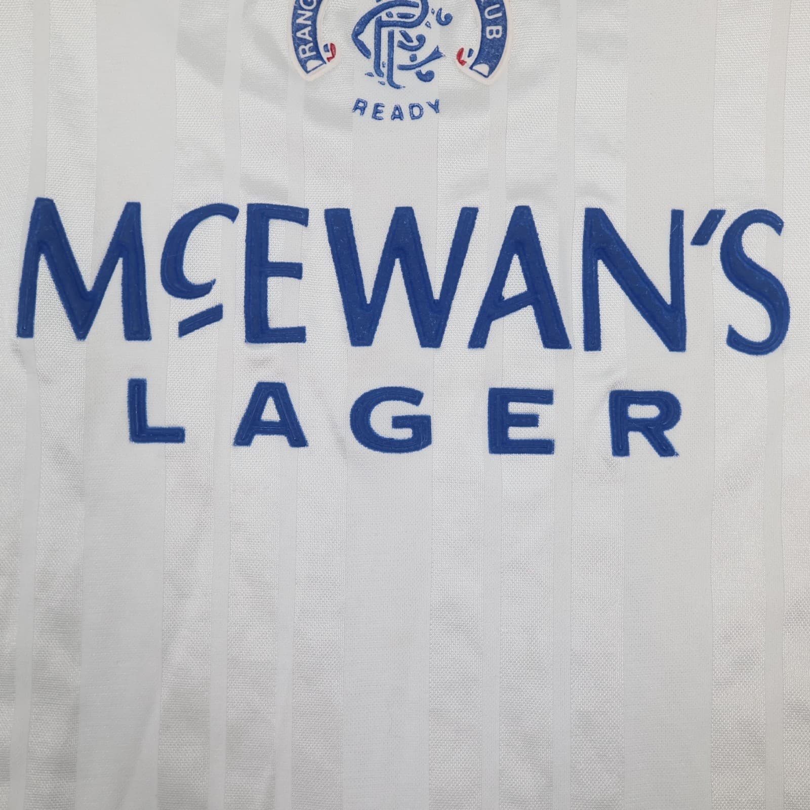 Vintage Rangers Football Shirt Large White Away Kit 1992 1994 Adidas Jersey photo 7