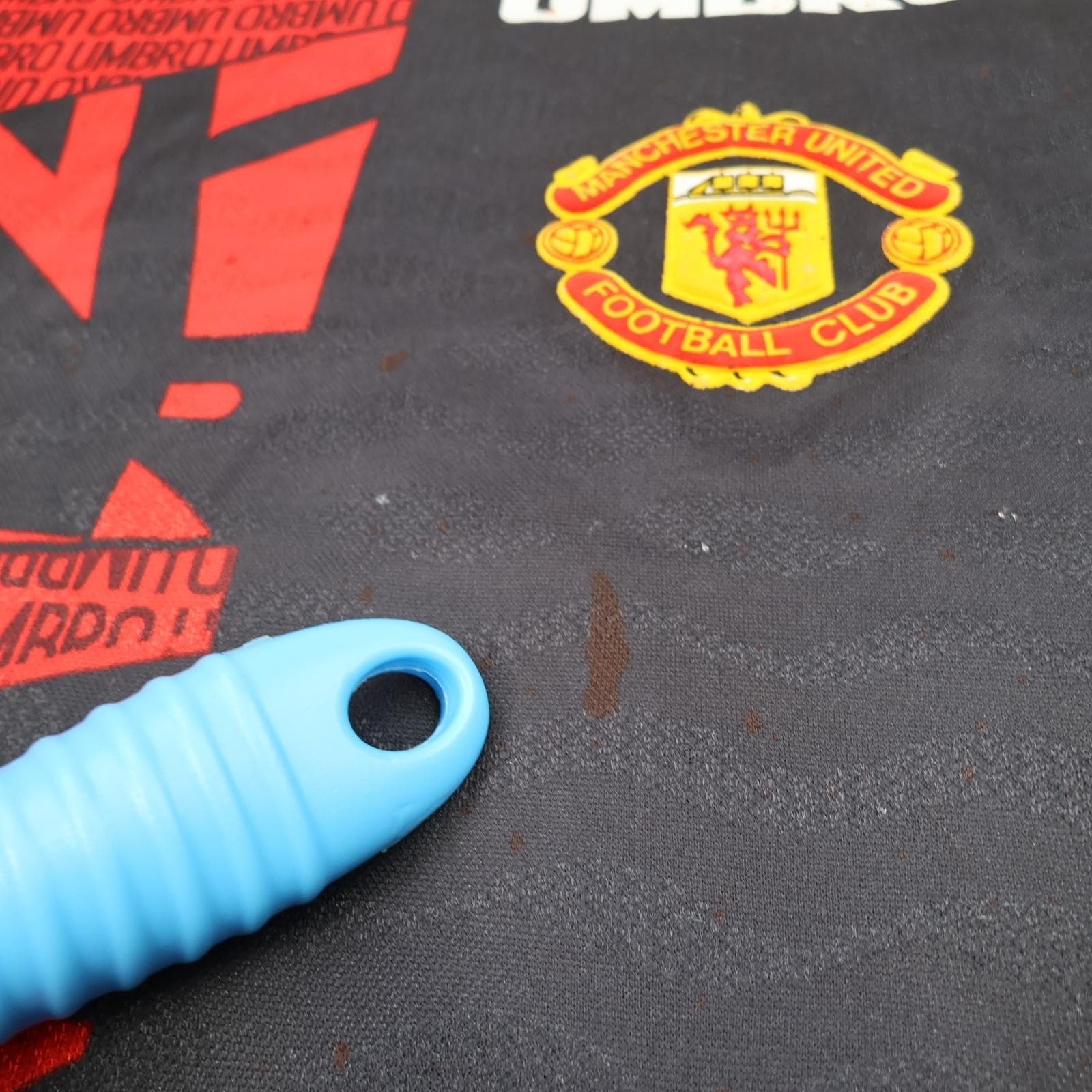 Vintage Manchester United Training Shirt Mens XL Black Umbro 1994 Soccer Jersey photo 7