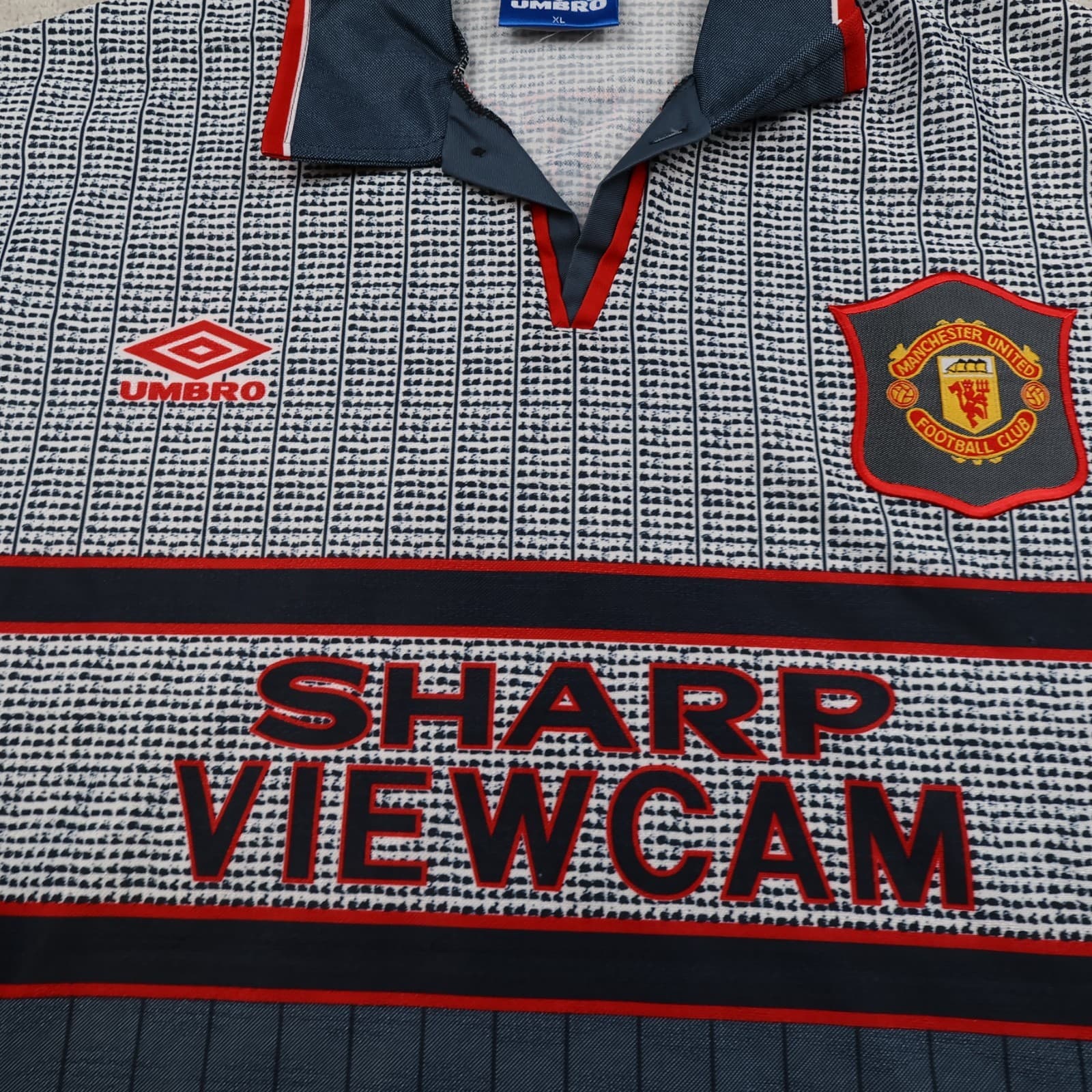 Vintage Manchester United Shirt Extra Large Grey Away 1995 1996 Jersey Cantona 7 photo 3