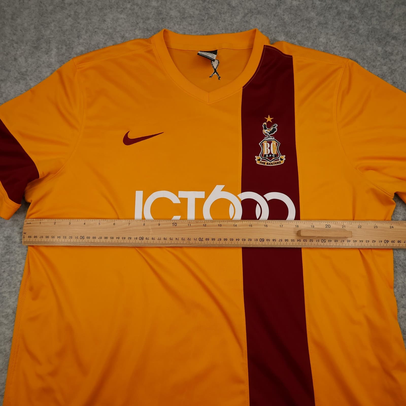 Bradford City Shirt Mens 2XL Yellow Home EFL 2013 2014 Nike Soccer Jersey photo 9