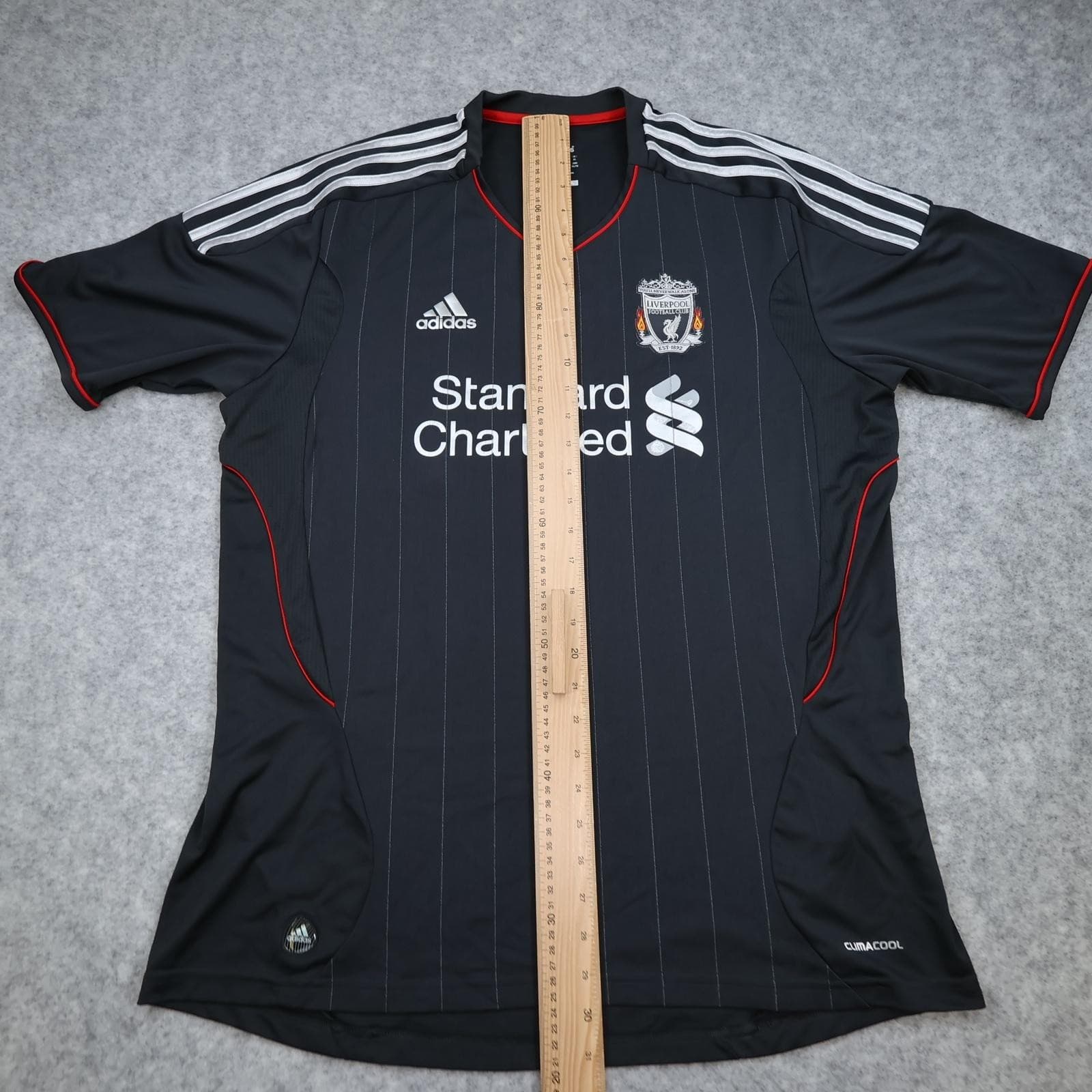 Liverpool Shirt Mens XL Black Away Kit 2011 2012 Adidas Standard Chartered photo 15