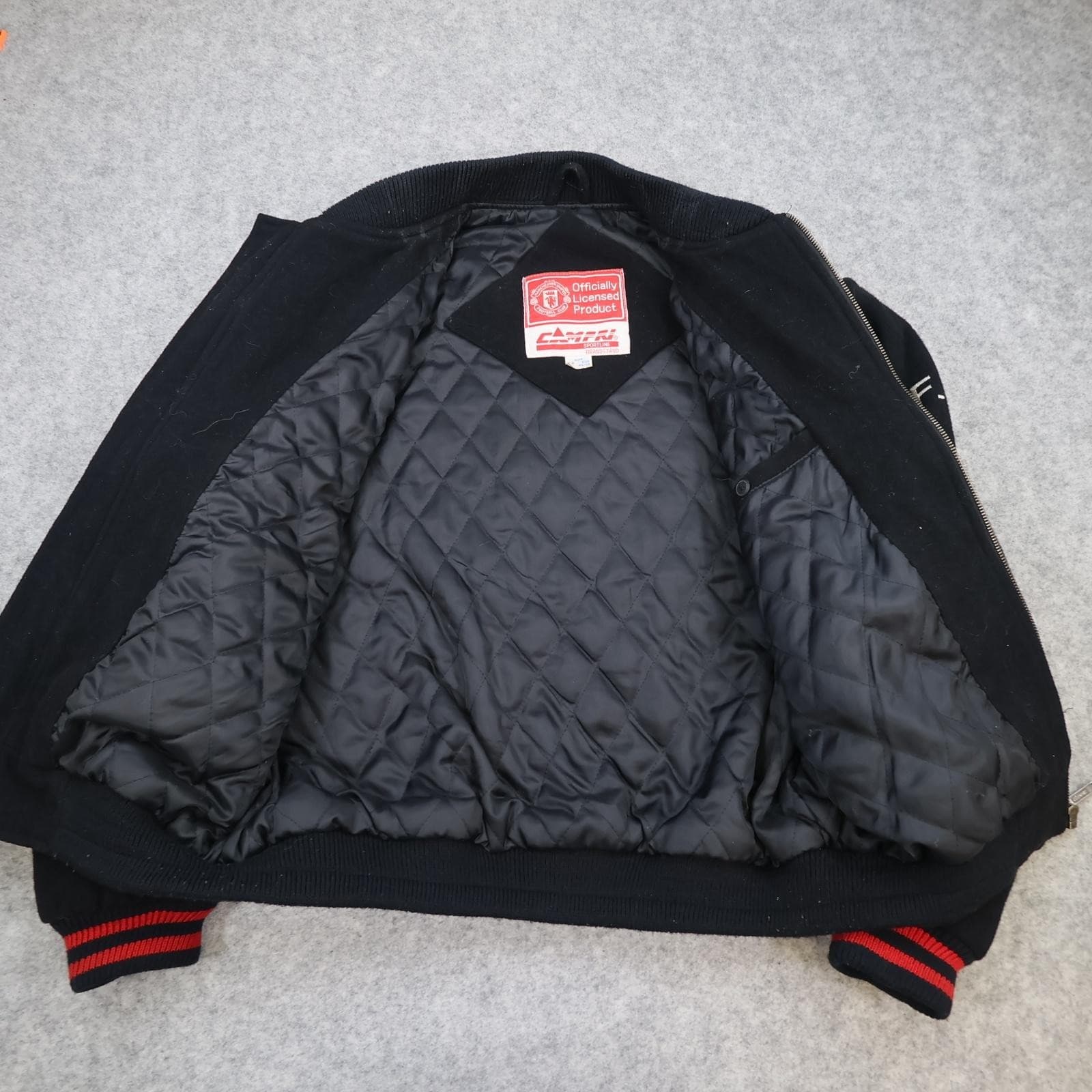 Vintage Manchester United Jacket Mens Medium Black 1990 1992 Campri Sportline photo 3