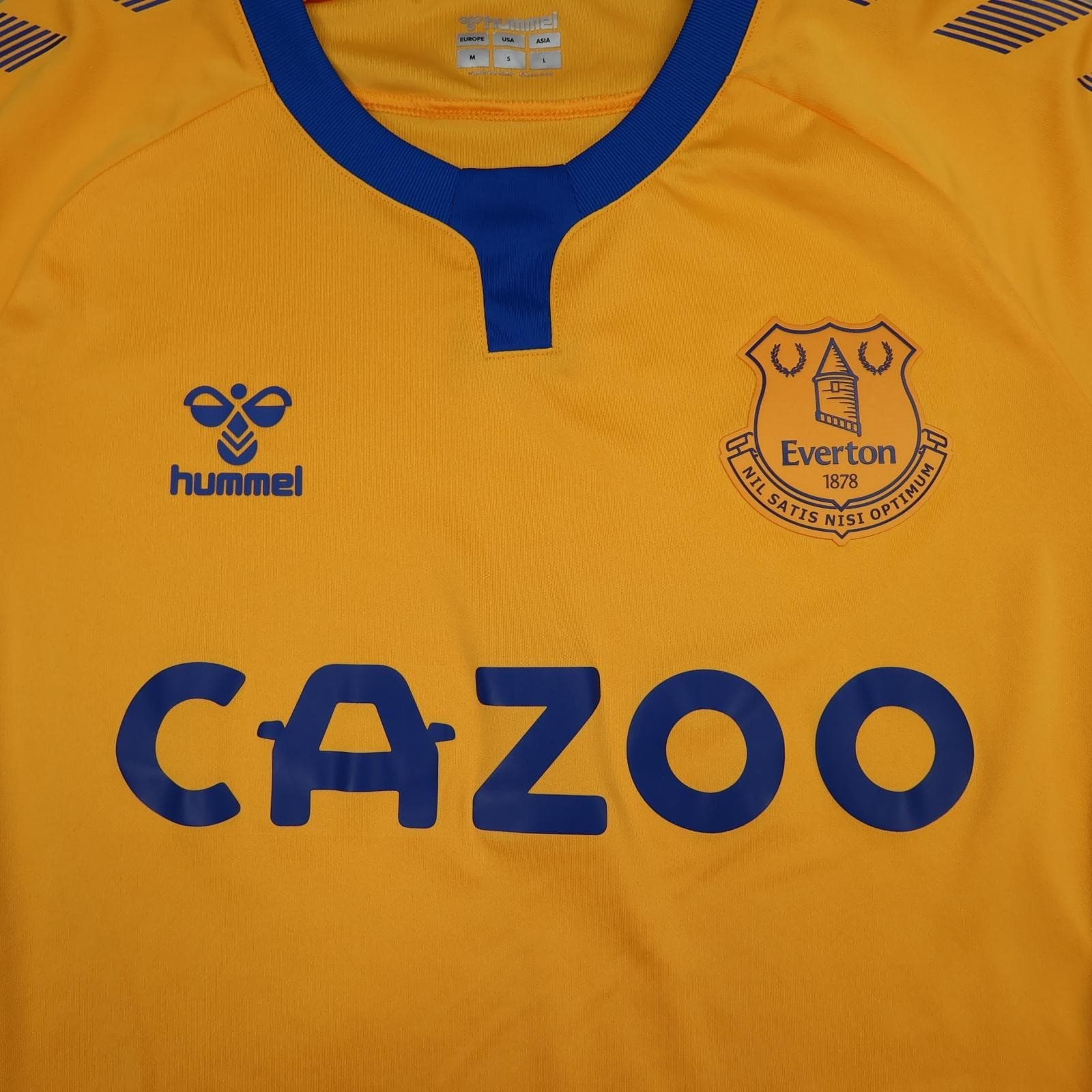 Everton Shirt Mens Medium Yellow Away 2020 2021 Football Hummel Cazoo Jersey photo 3