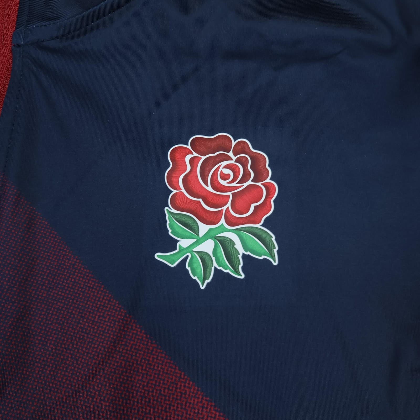 England Rugby Training Shirt Mens 2XL Navy Red Umbro O2 Quarter Zip Top photo 4