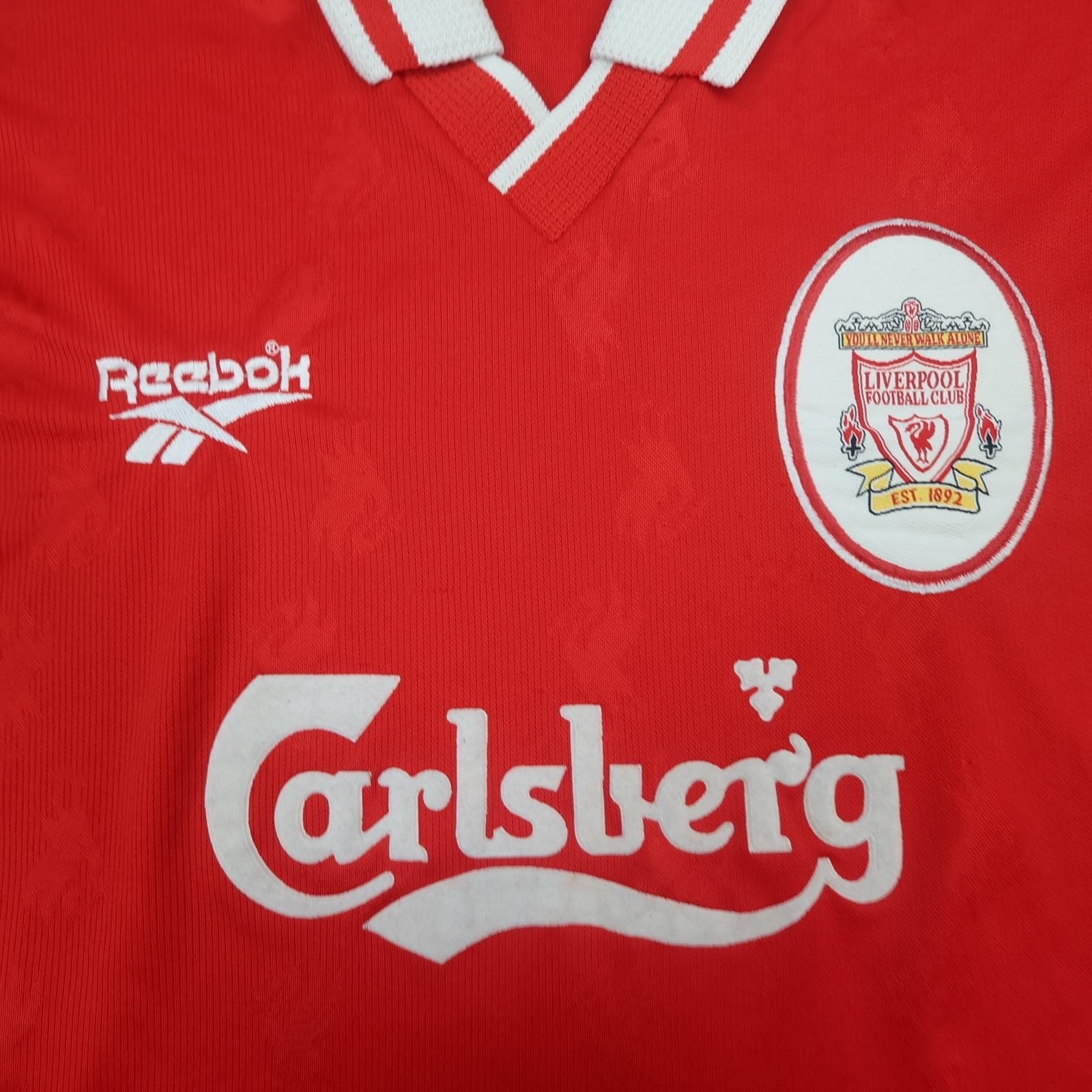 Vintage Liverpool Shirt Mens Medium Red Home 1996 1998 Football Reebok Carlsberg photo 3