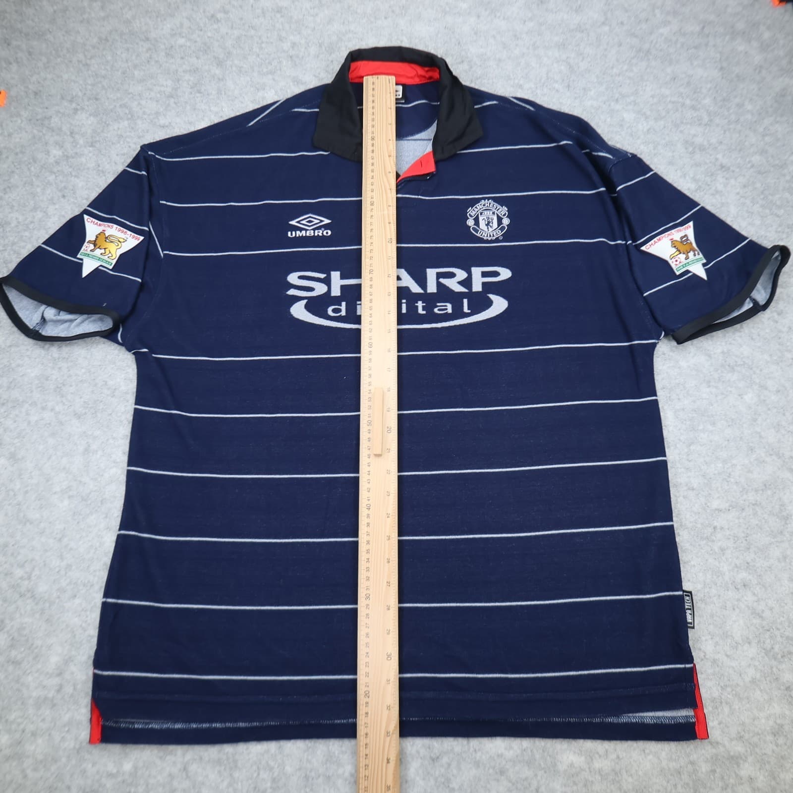 Manchester United Shirt 2XL Blue Away 1999 2000  Umbro David Beckham Jersey photo 18