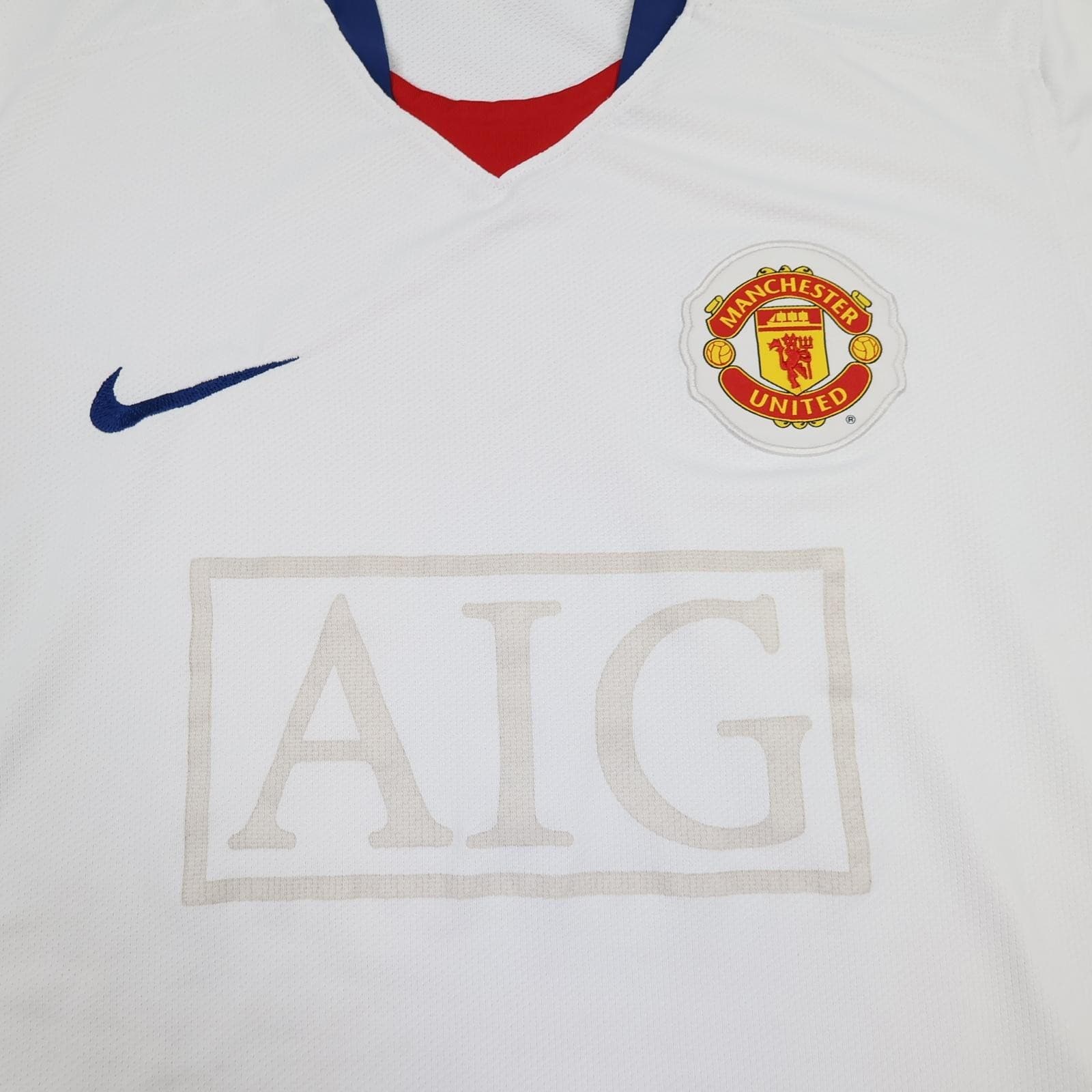 Manchester United Shirt Mens Medium White Away EPL 2008 2009 Nike AIG Jersey photo 3