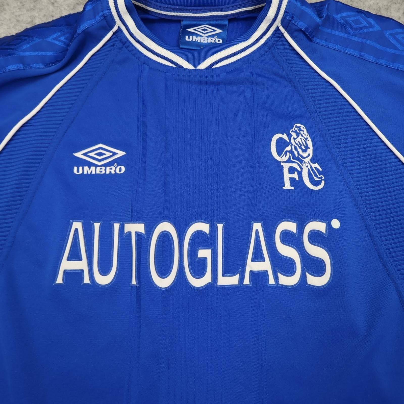 Vintage Chelsea Shirt Mens Medium Blue Home 1999 2001 Autoglass Desailly 6 photo 3