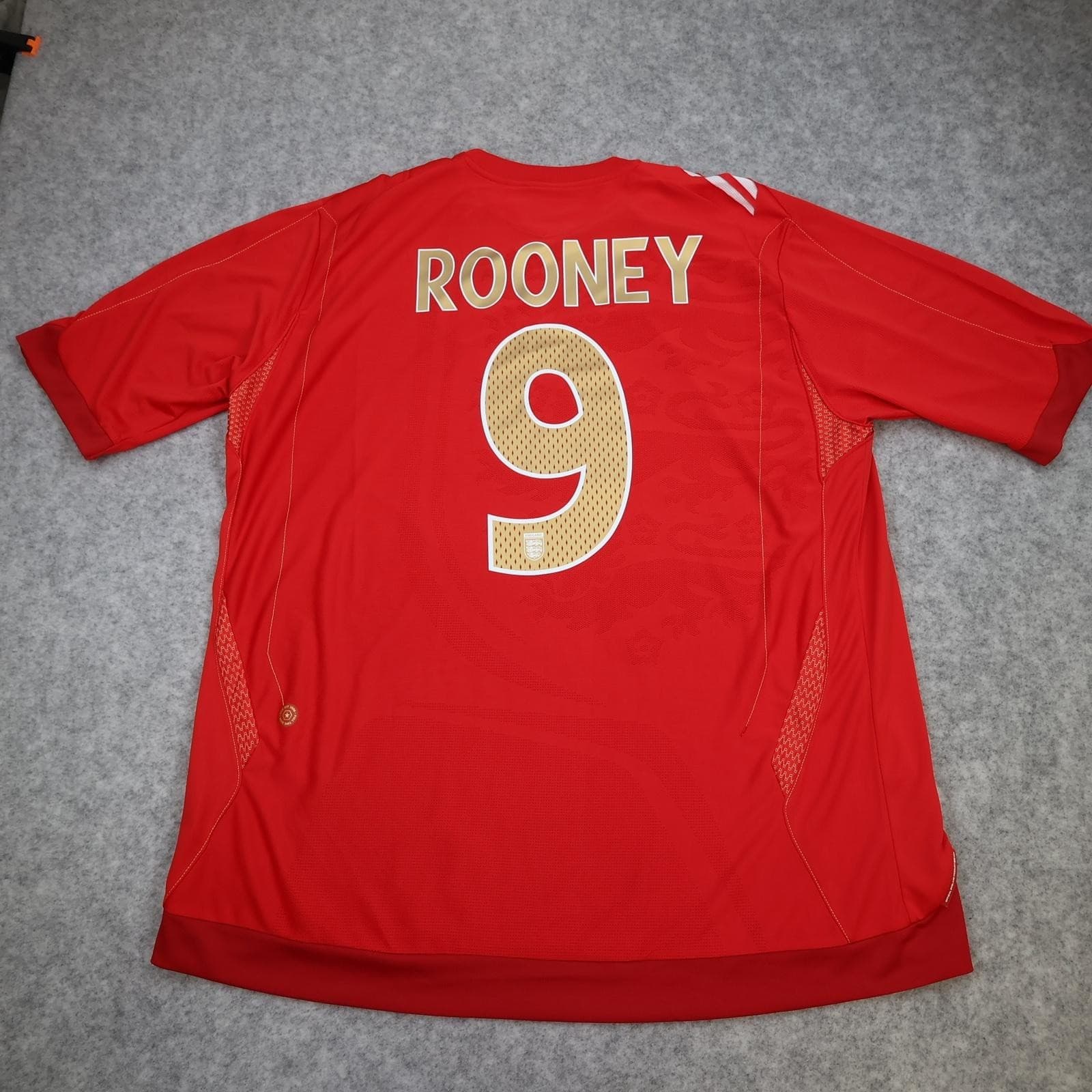 England Away Shirt Mens 2XL Red 2006 2008 Football Umbro Rooney 9 Jersey