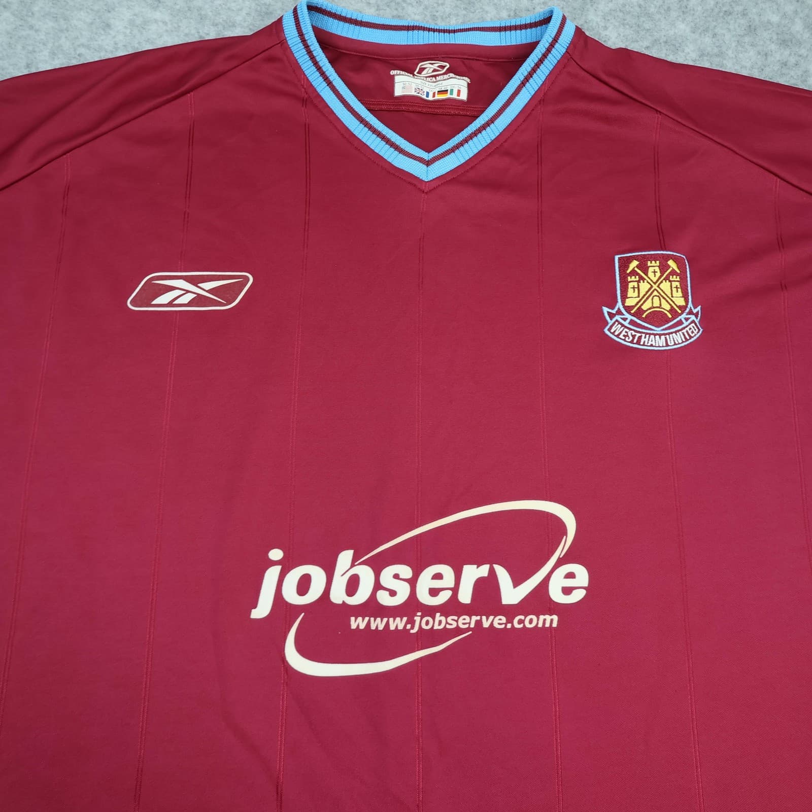 Vintage West Ham United Shirt Mens 3XL Red Home 2003 2005 Reebok Jobserve photo 3