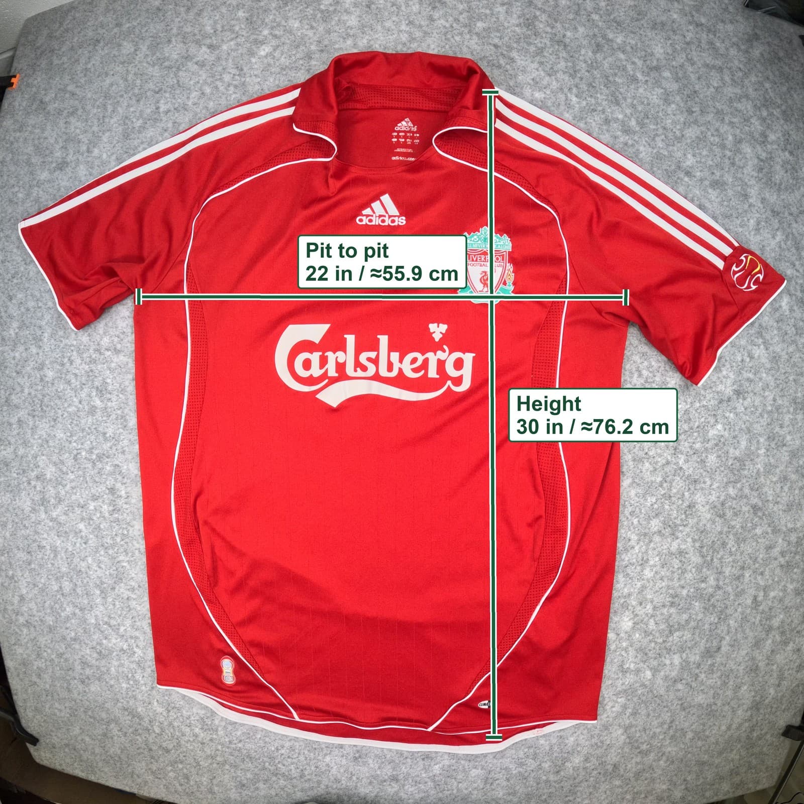 Liverpool Football Shirt Large Red 2006 2008 Home Adidas Carragher 23 Jersey photo 4
