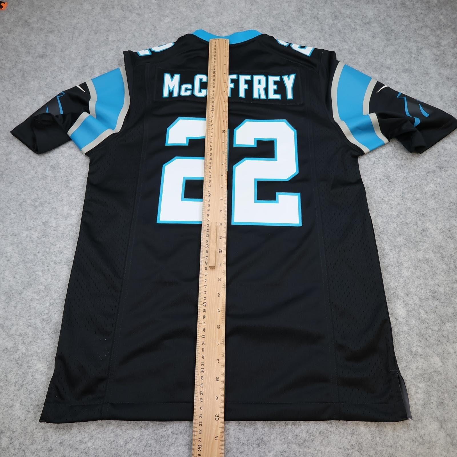 Carolina Panthers Shirt Mens Small Black NFL 2017 2018 Nike McCaffrey 22 Jersey photo 12