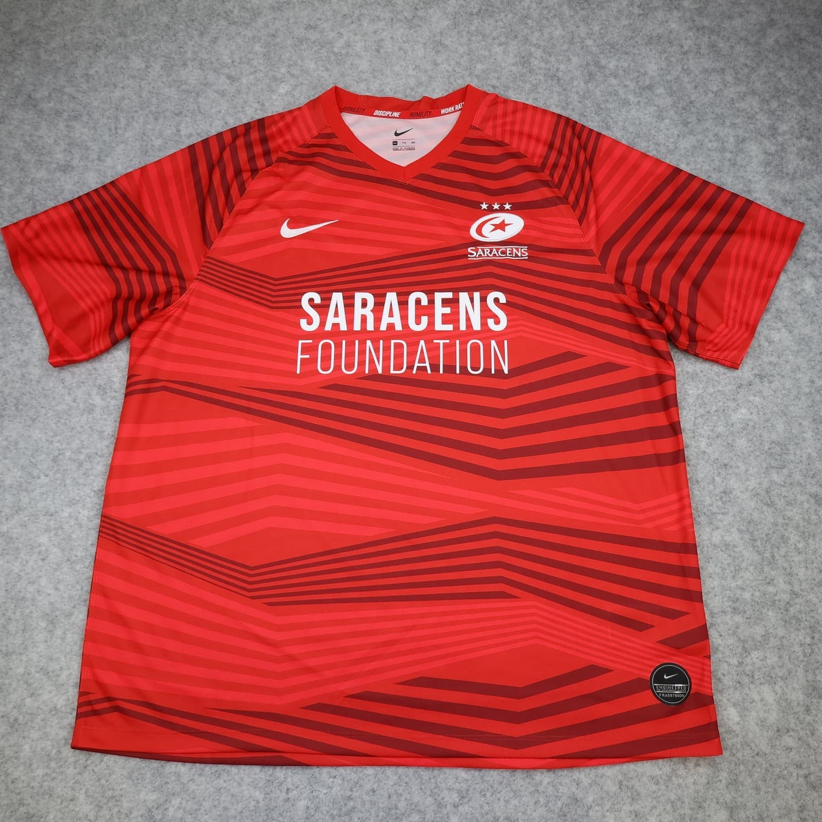 Saracens Rugby Shirt Mens Adults 2XL Red 2020 Nike Rugby Union Jersey