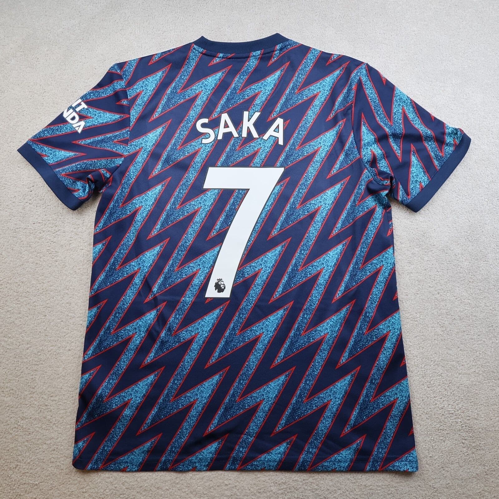 Arsenal Shirt Medium Blue Third Kit 2021 2022 Adidas Football Jersey Saka 7