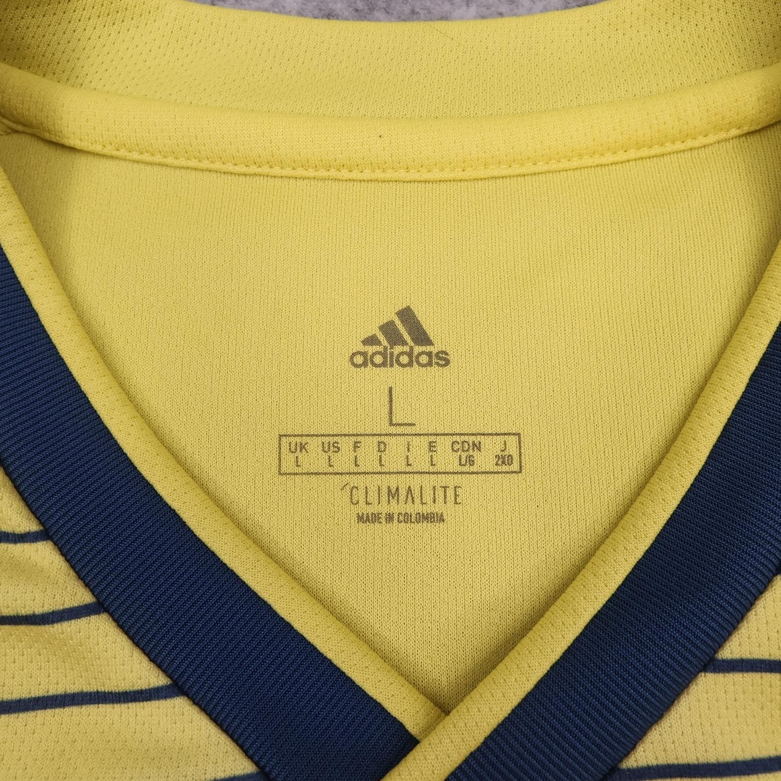 Colombia Home Shirt Mens Large Yellow 2020 2021 Football Adidas Soccer Jersey photo 5