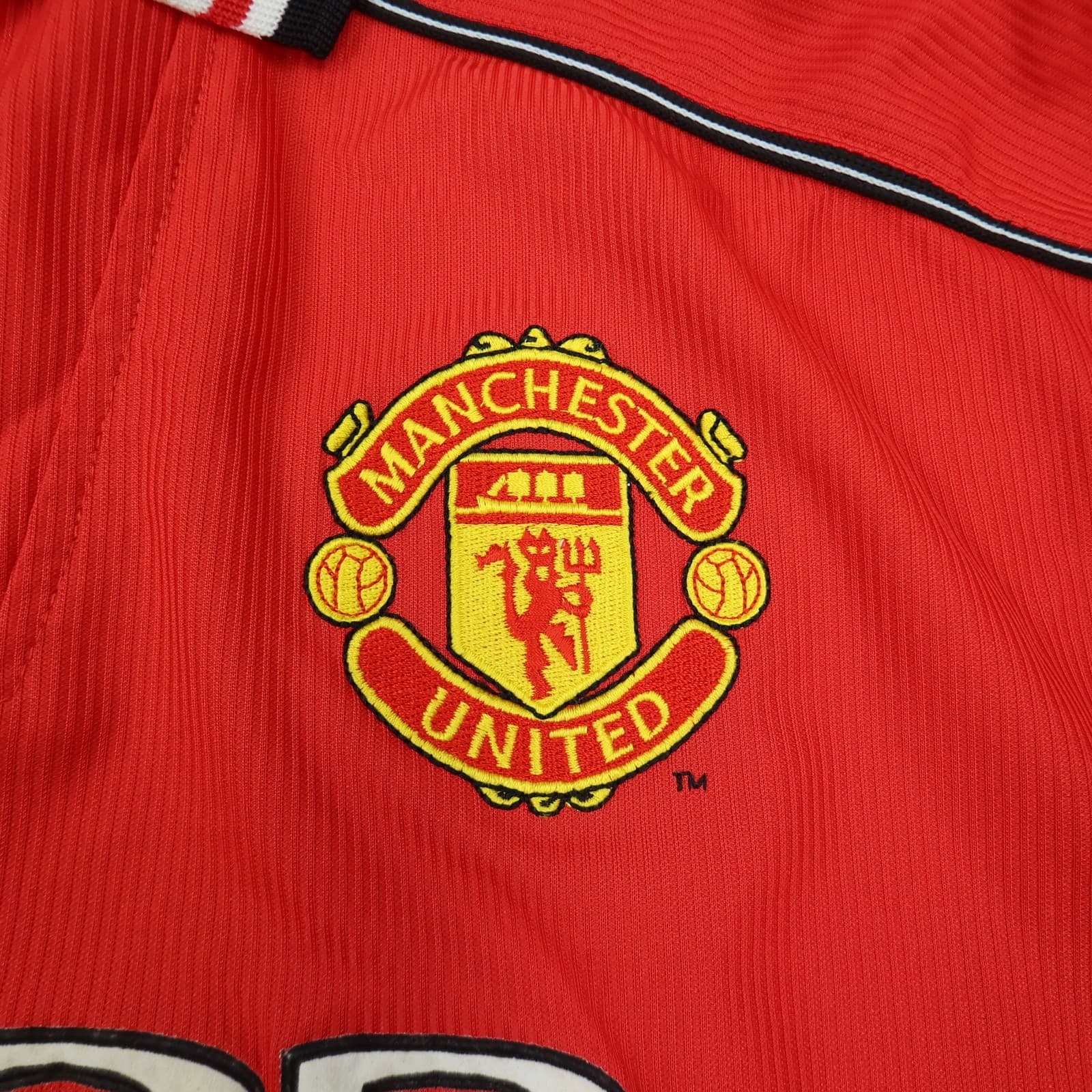 Manchester United Shirt Large Red Home Kit 1998 1999 2000 Umbro Dwight Yorke 19 photo 4