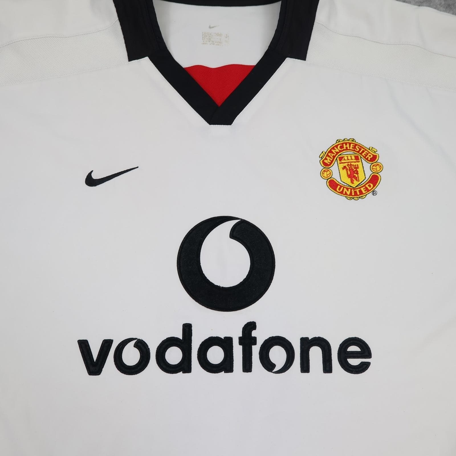 Vintage Manchester United Shirt Mens XL White Away Kit 2002 2003 Nike Vodafone photo 3