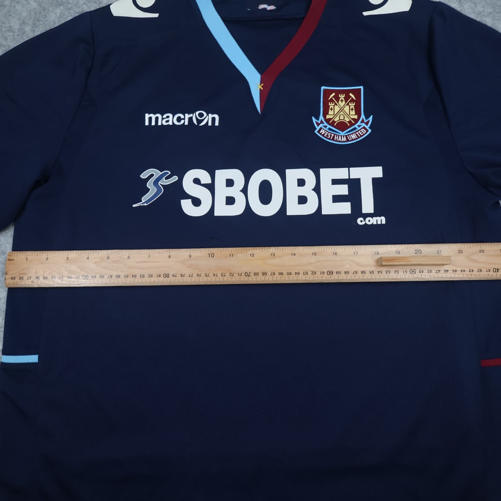 West Ham Away Shirt Extra Large Navy 2012 2013 Macron Soccer Jersey 44" photo 12